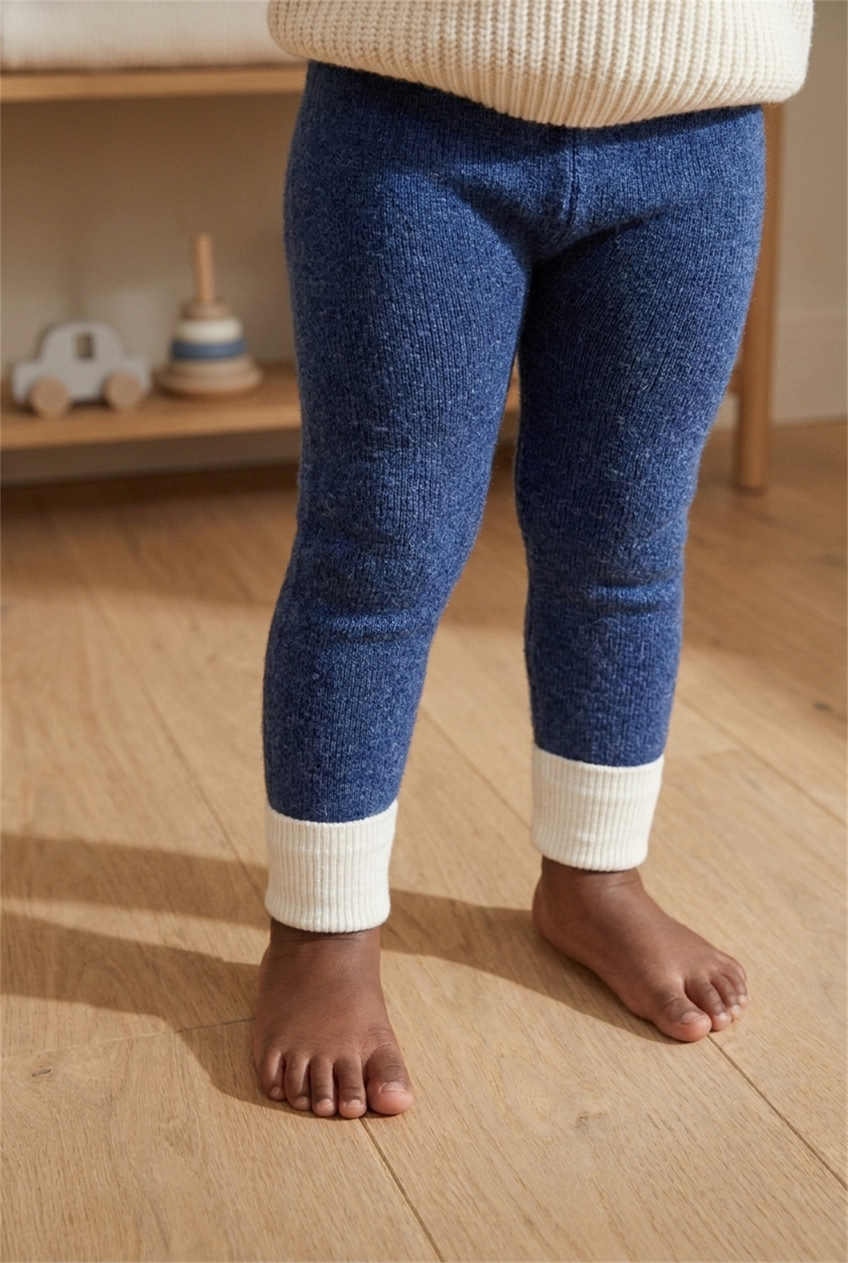 Baby Towel Tights With Detailed Legs Navy Blue