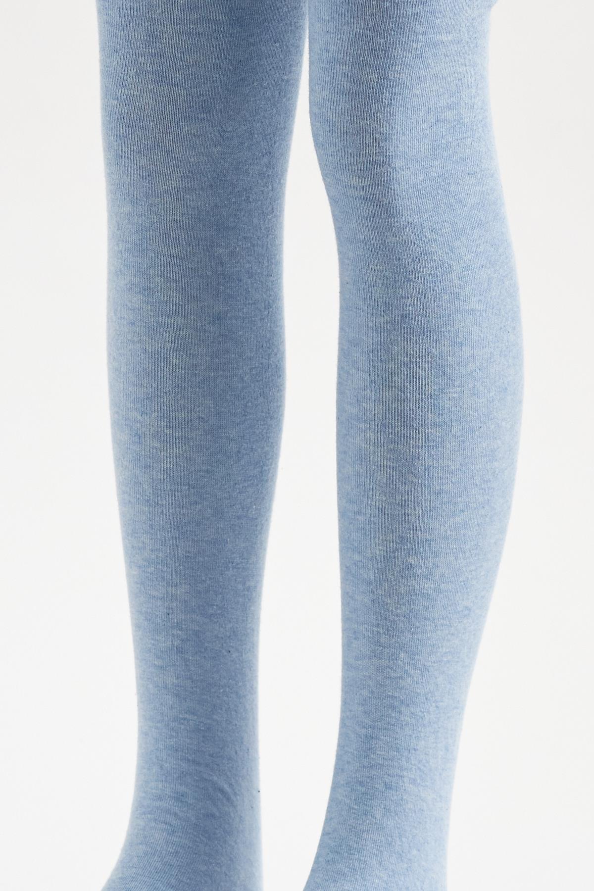 Cotton Childrens Tights Blue Melange