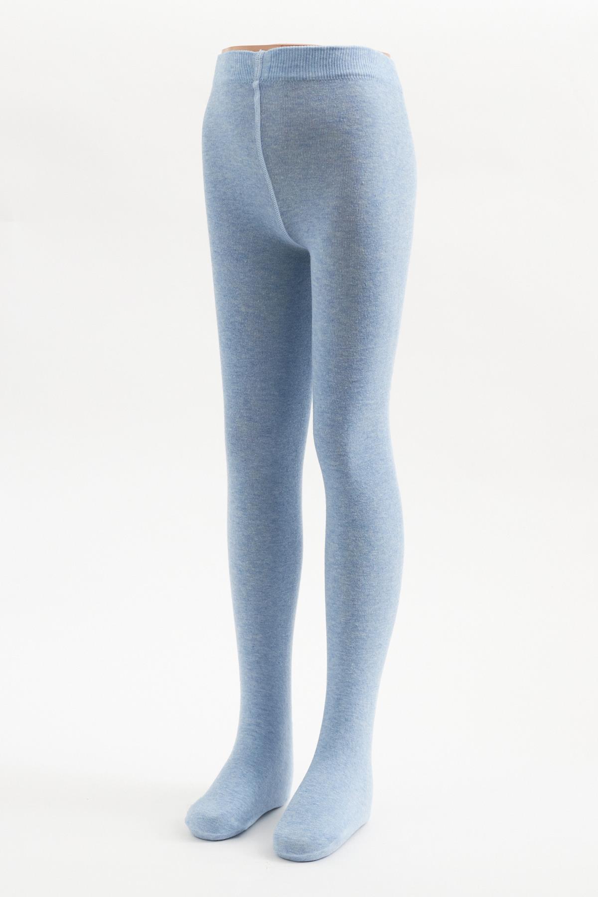 Cotton Childrens Tights Blue Melange