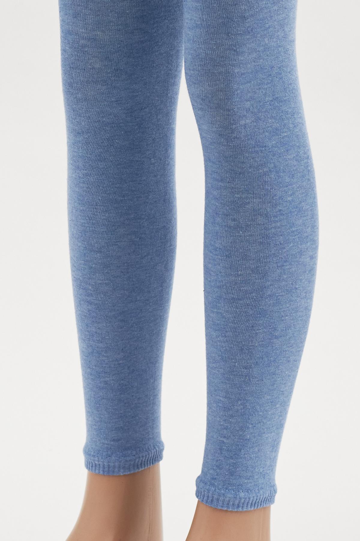Childrens Cotton Leggings Blue Melange