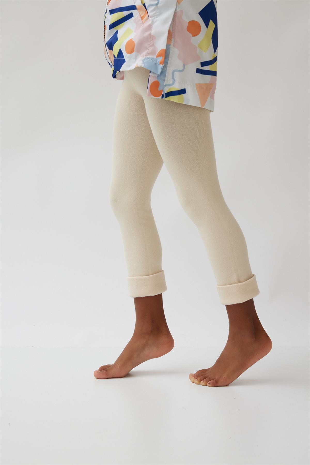 Cotton Childrens Leggings Beige