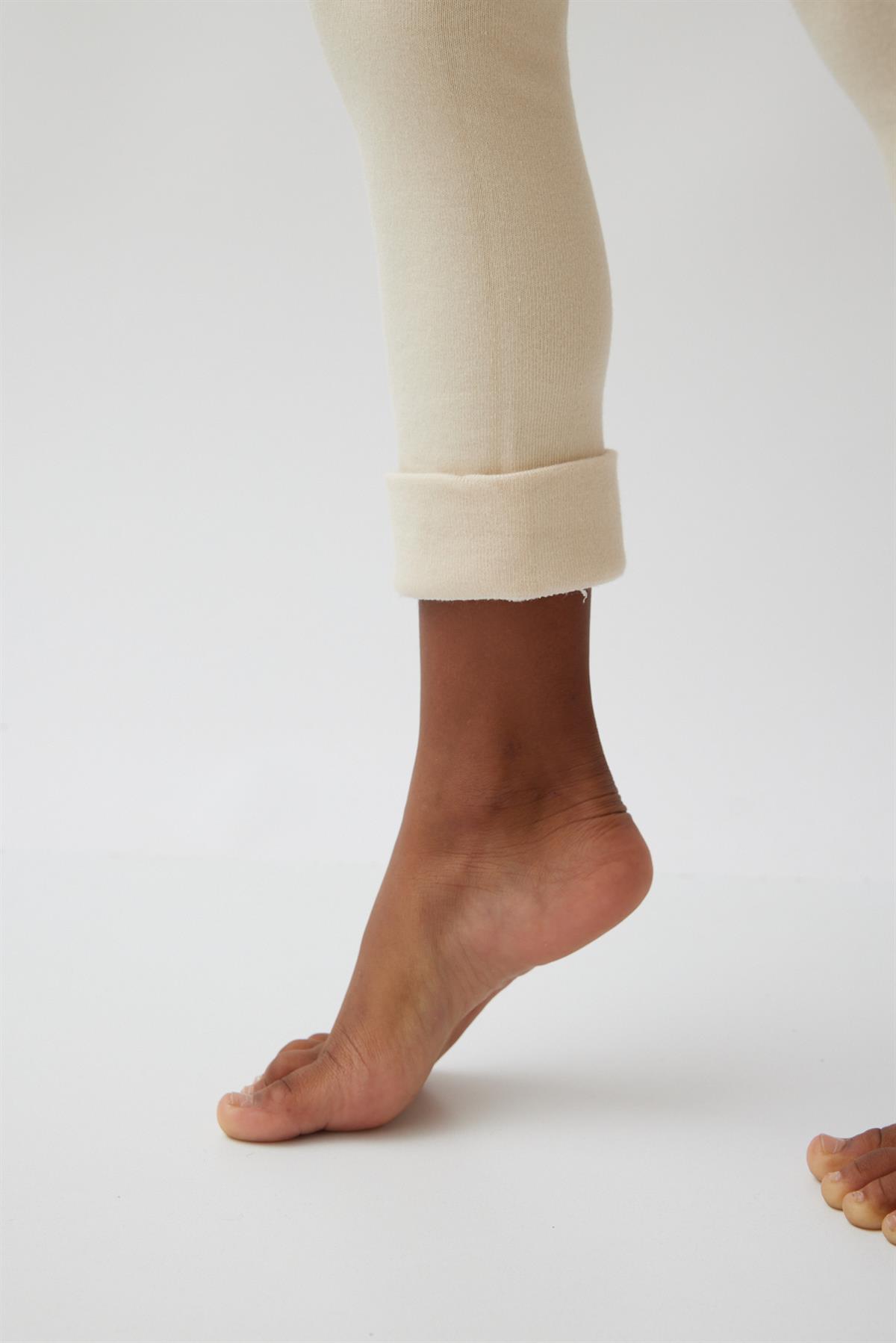 Cotton Childrens Leggings Beige