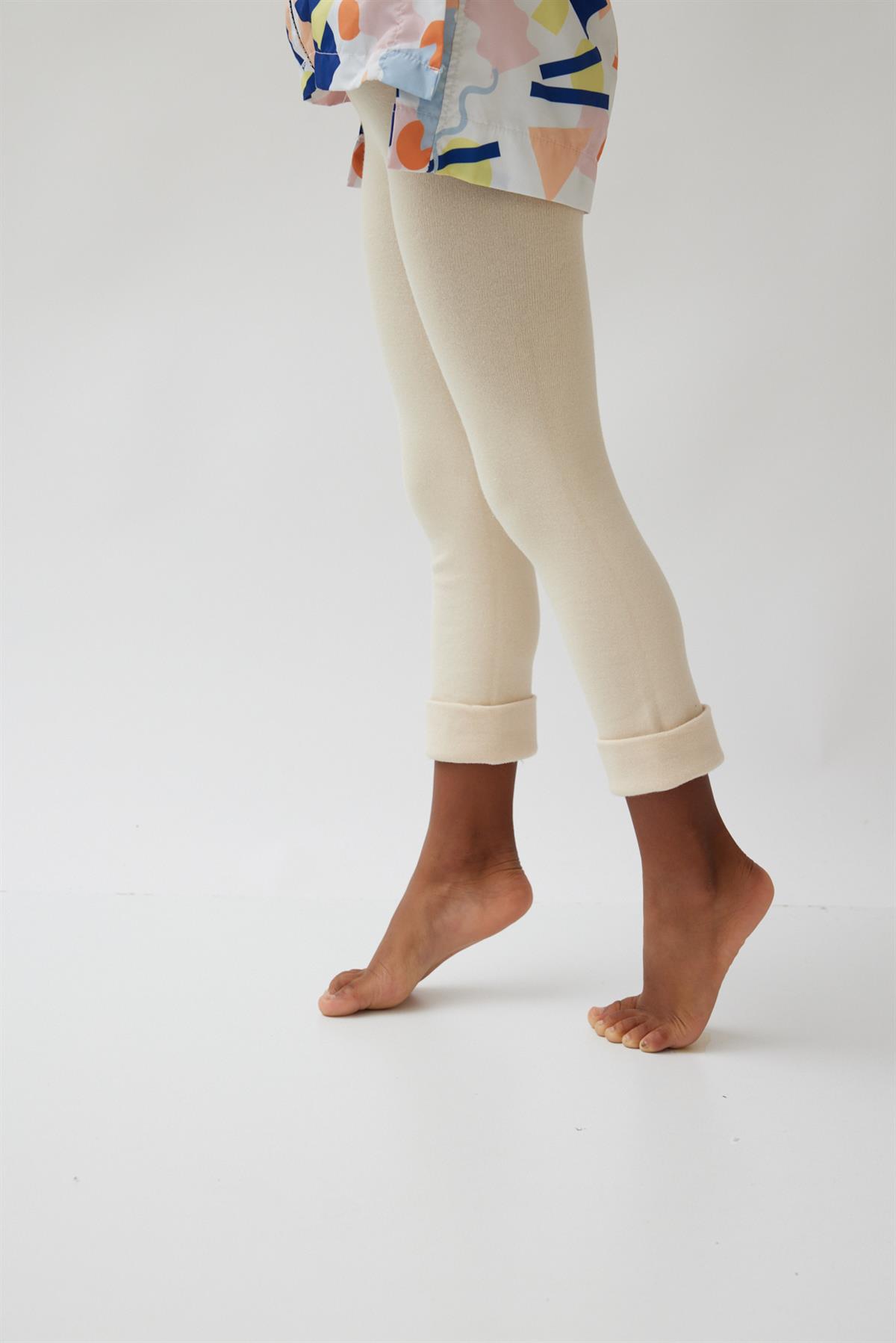 Cotton Childrens Leggings Beige