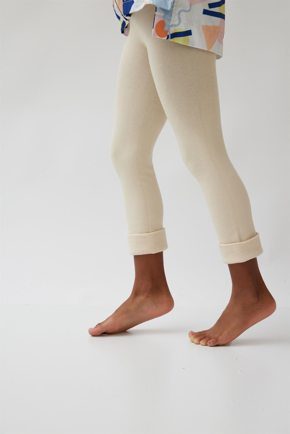 Cotton Childrens Leggings Beige