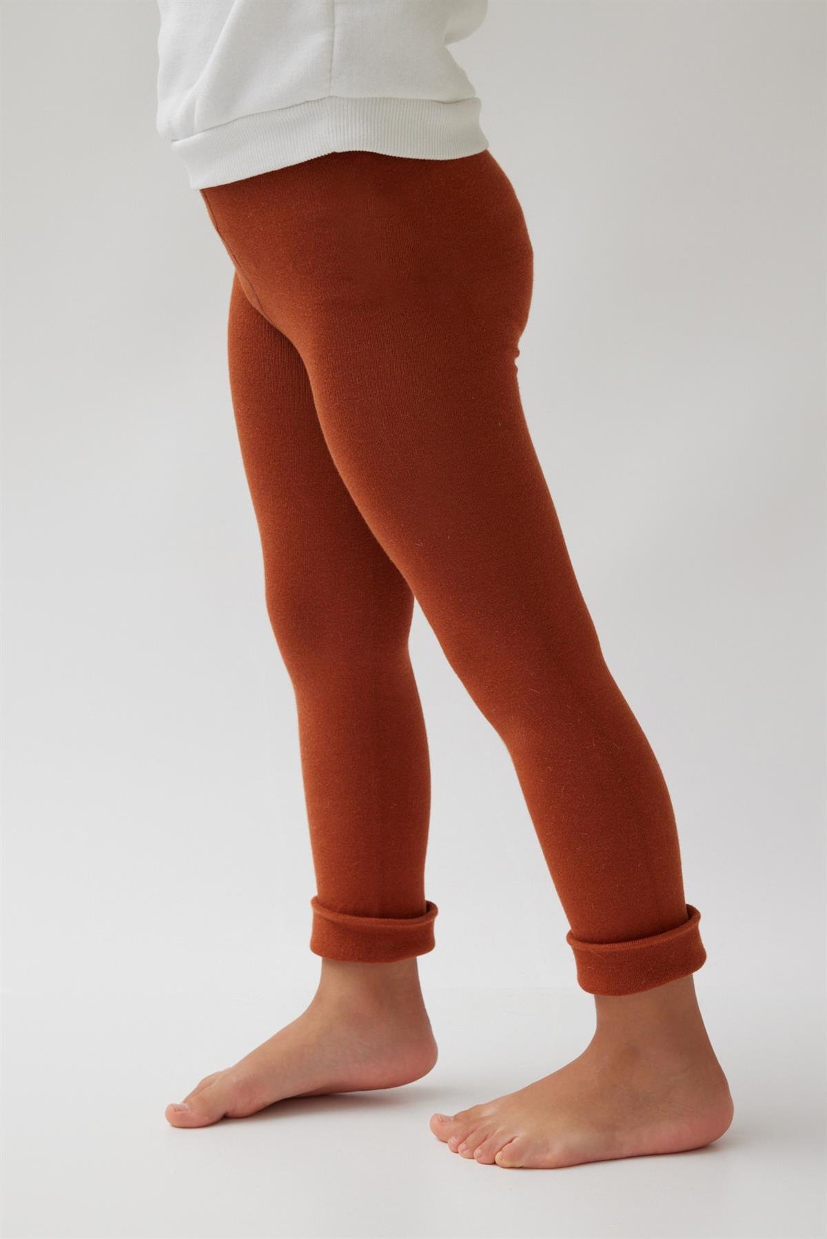 Childrens Cotton Leggings Pants Terracotta