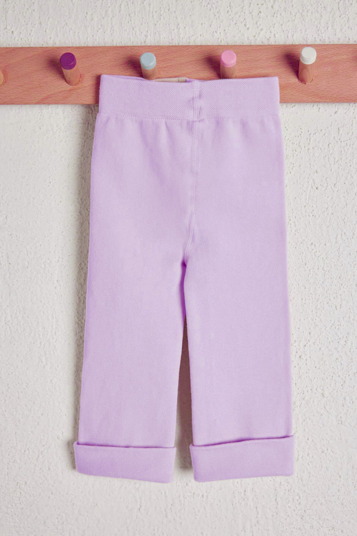 Cotton Childrens Leggings Dark Lilac