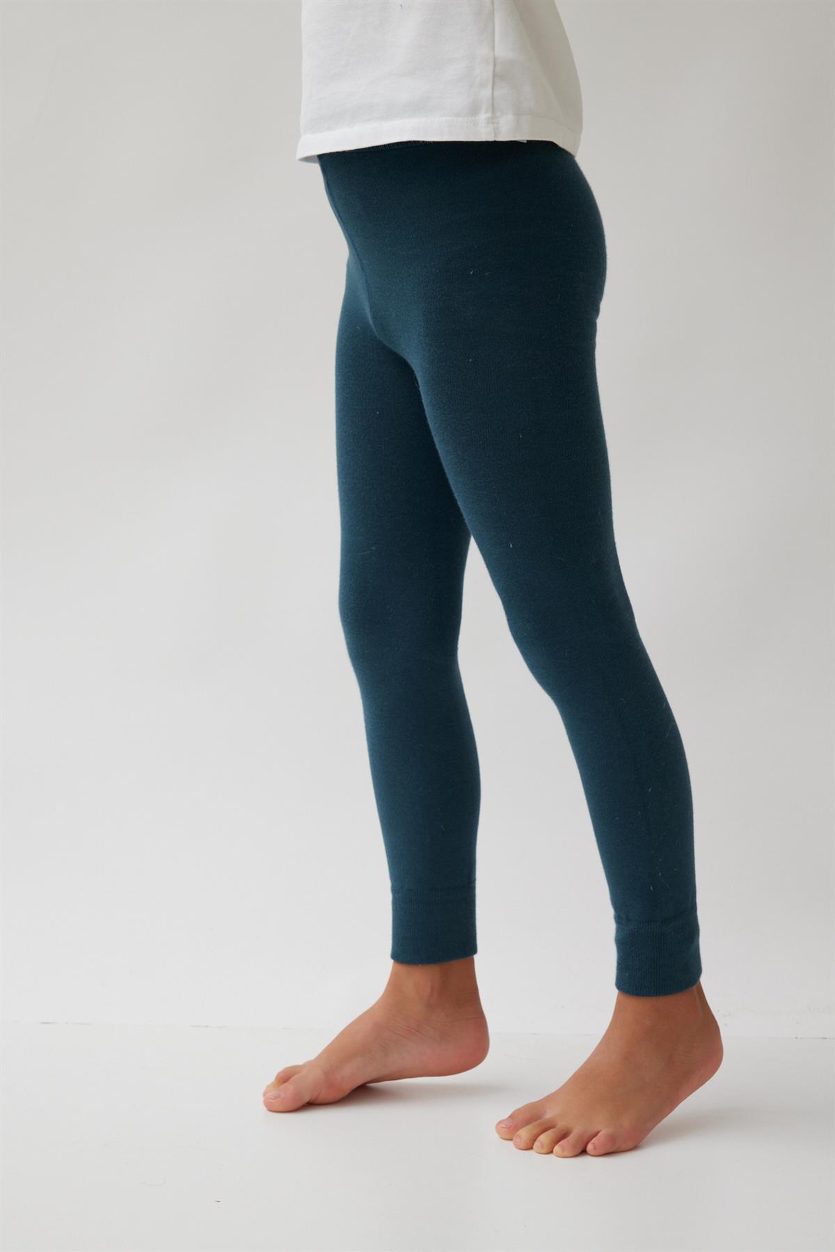 Cotton Childrens Leggings Petrol Green