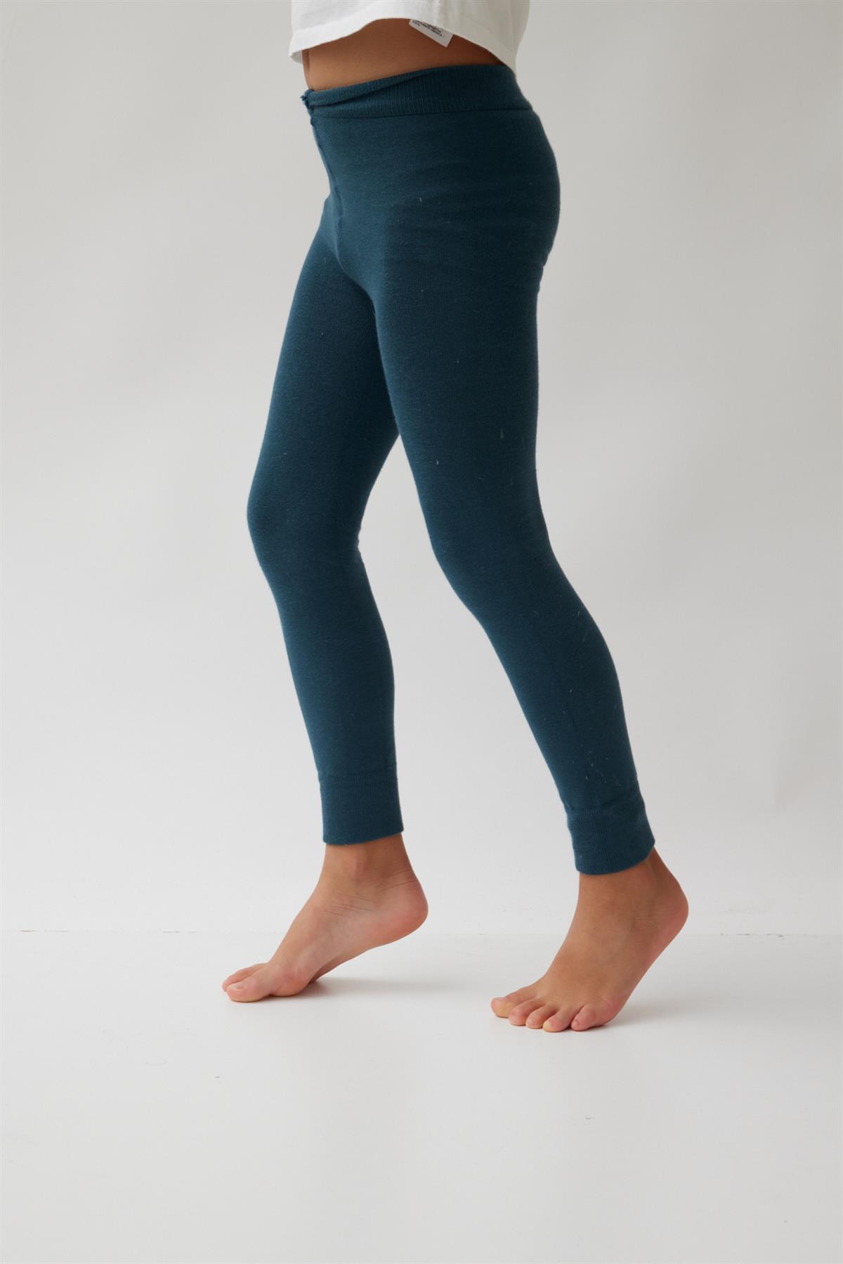 Cotton Childrens Leggings Petrol Green