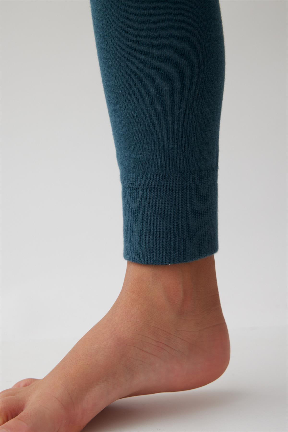 Cotton Childrens Leggings Petrol Green