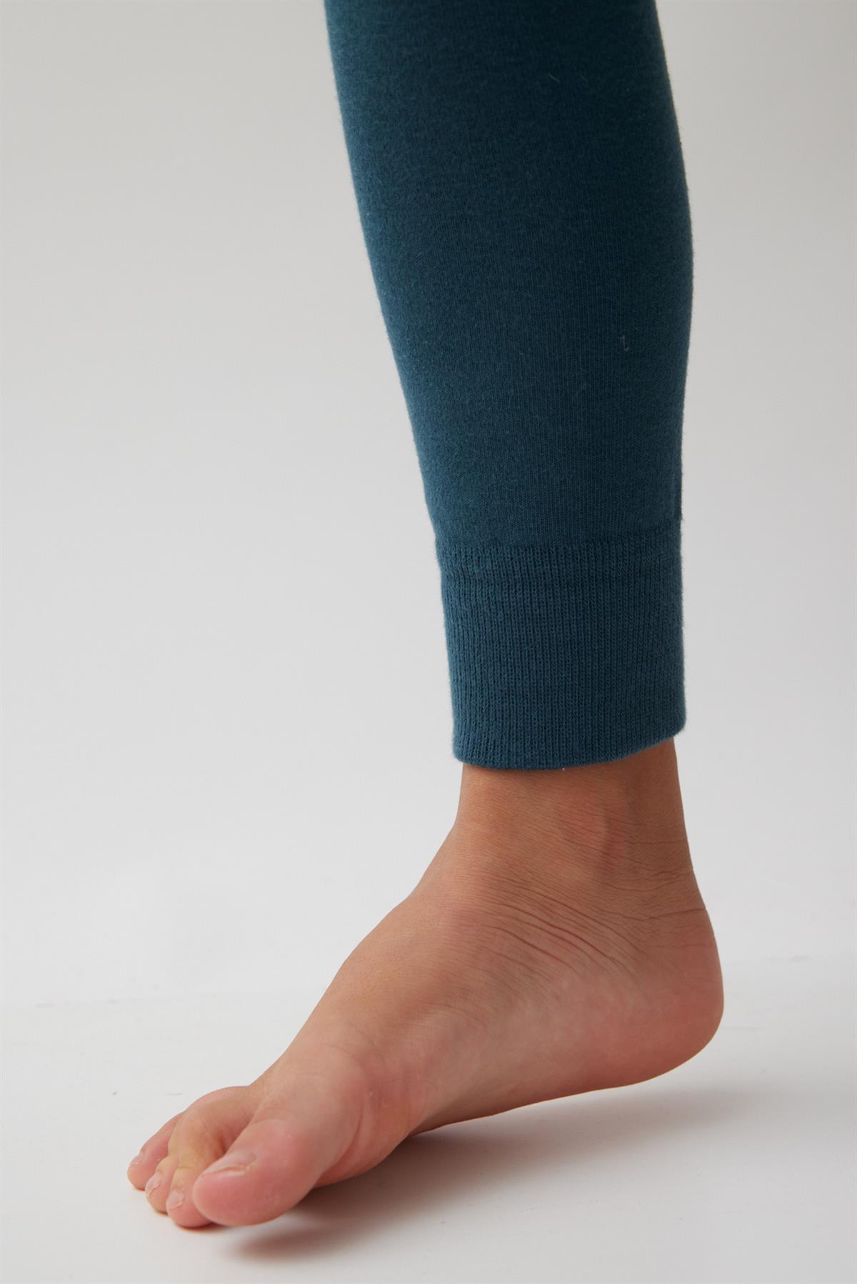 Cotton Childrens Leggings Petrol Green