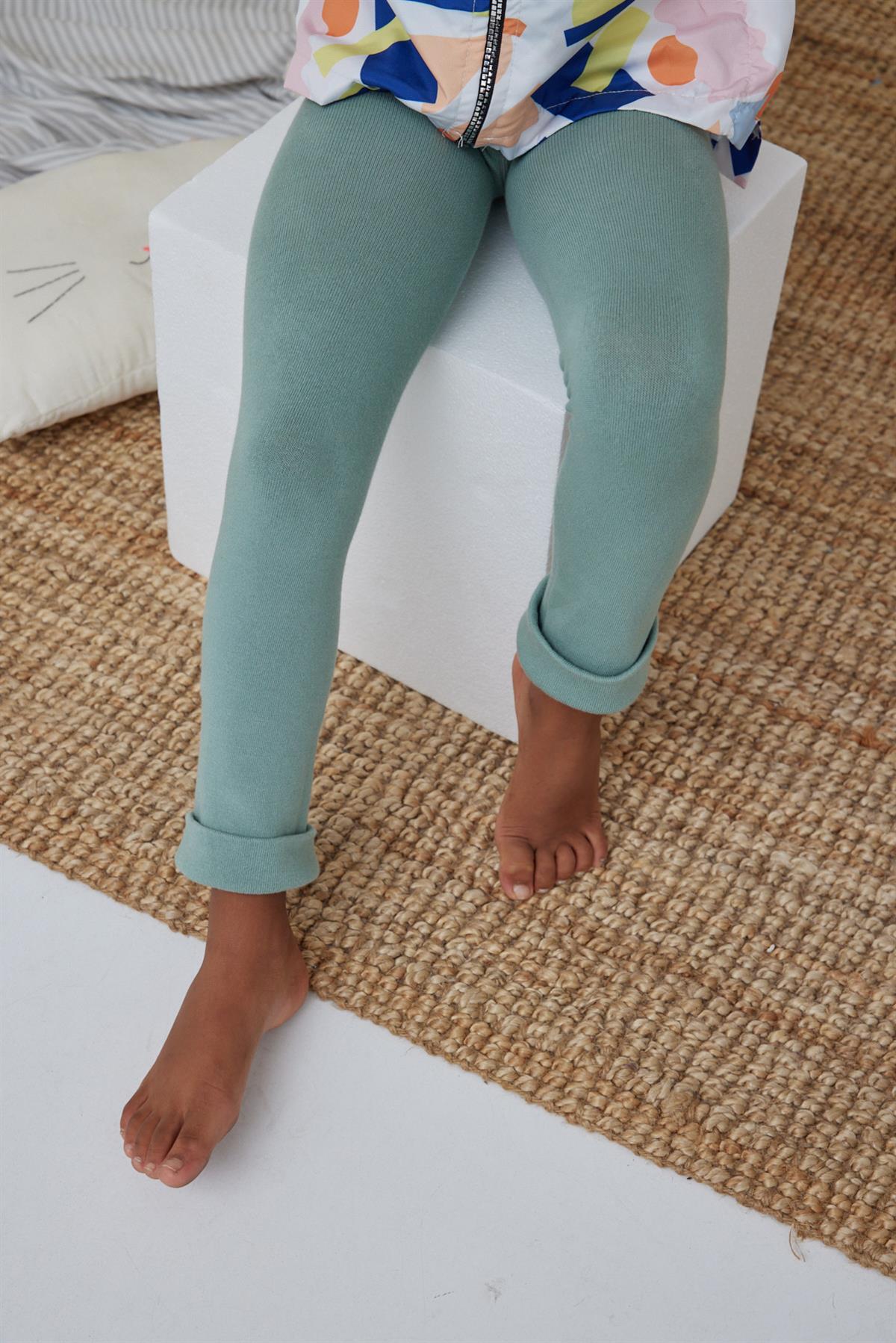 Childrens Cotton Leggings Green