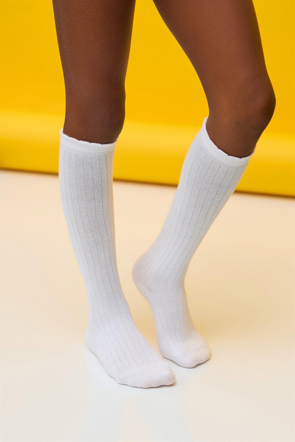 Cotton Knee-High Childrens Socks White