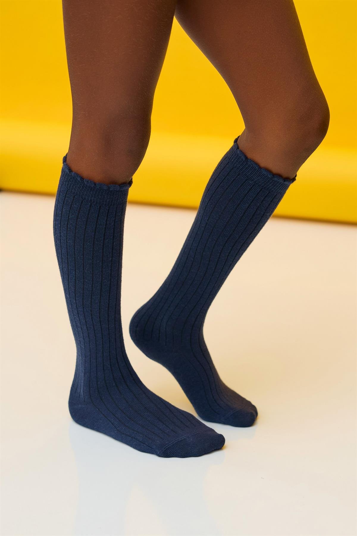 Cotton Knee-High Childrens Socks Navy Blue