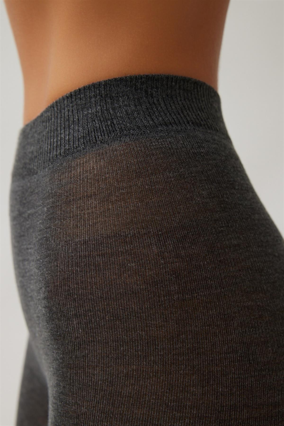 Pamuklu Düz Kadın Külotlu Çorap Antrasit