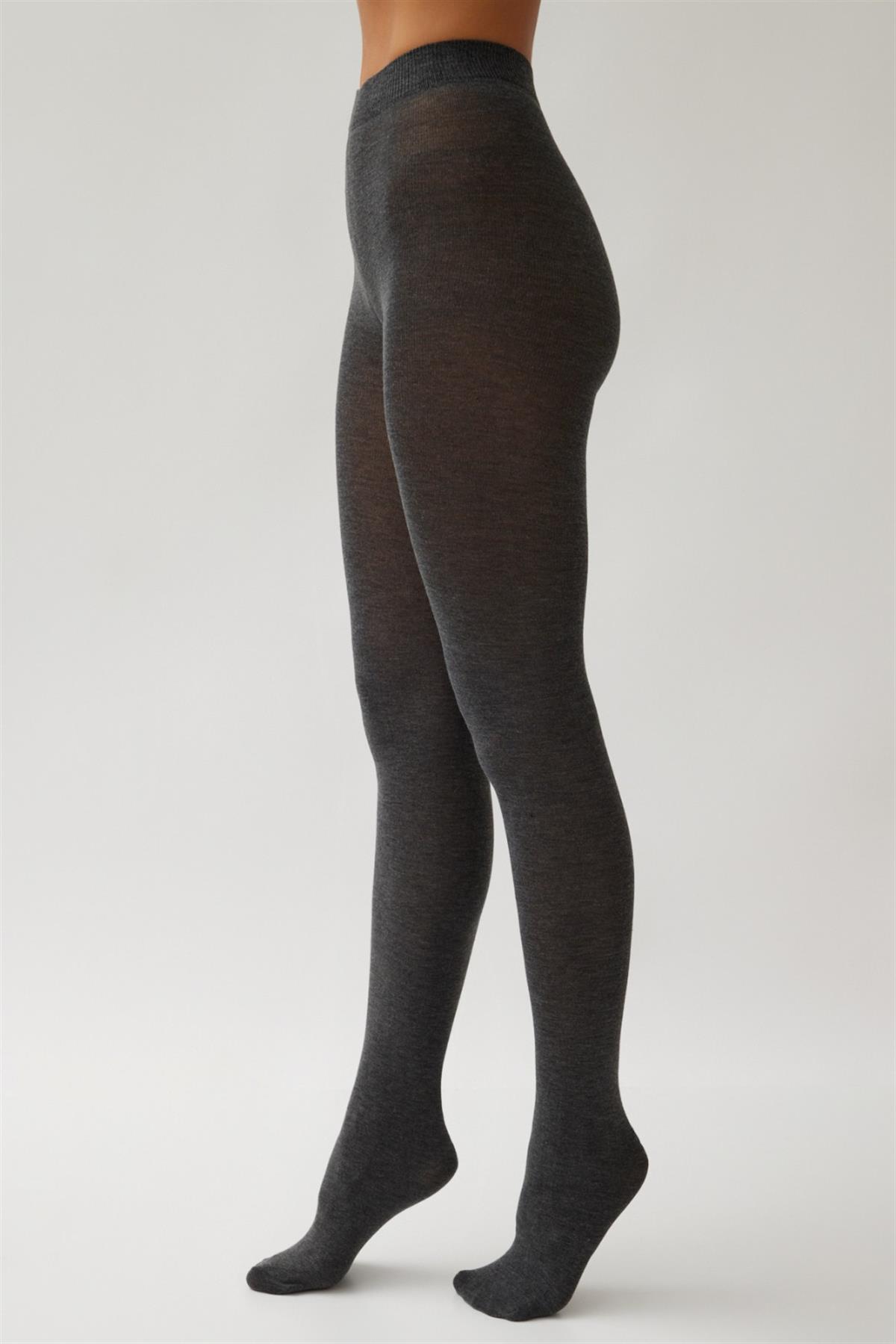 Pamuklu Düz Kadın Külotlu Çorap Antrasit