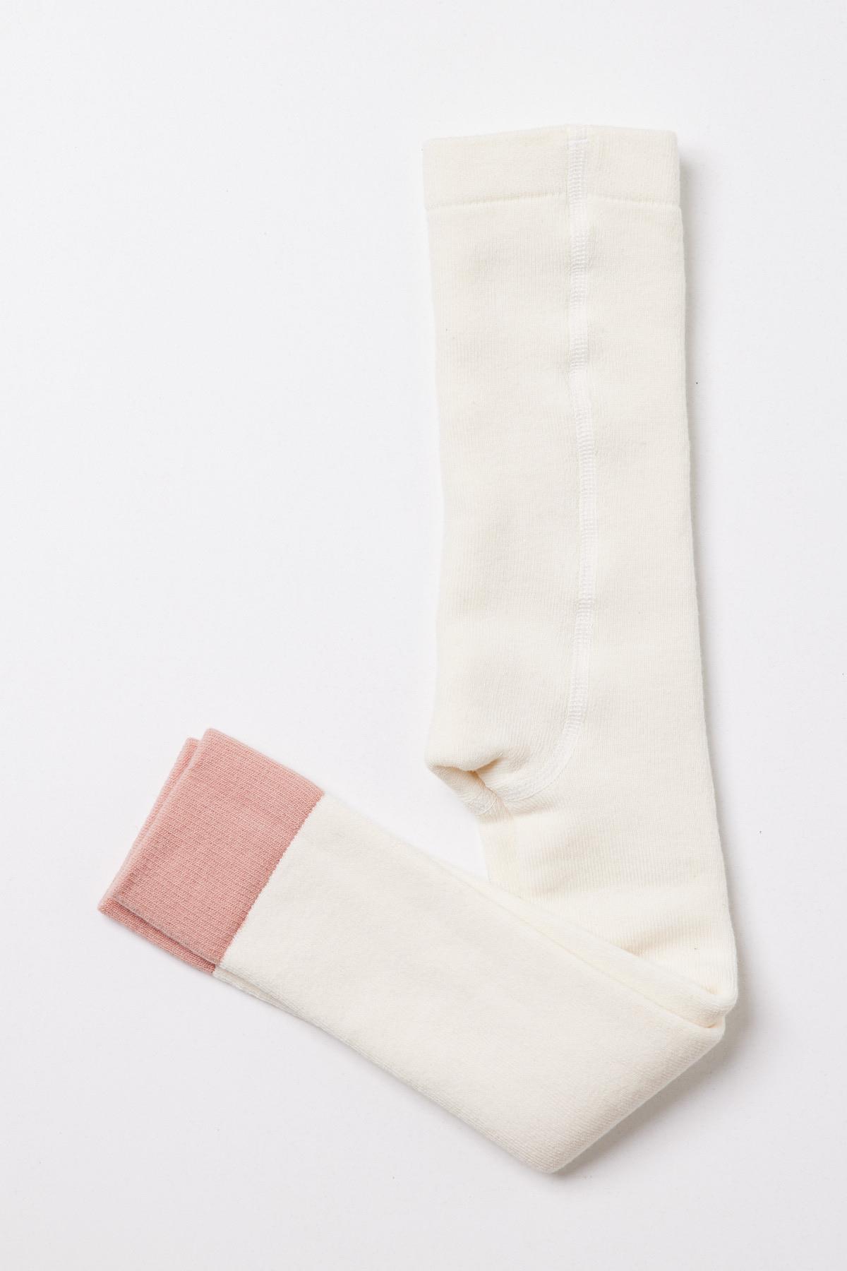 Paçası Detaylı Bebek Havlu Tayt Beyaz