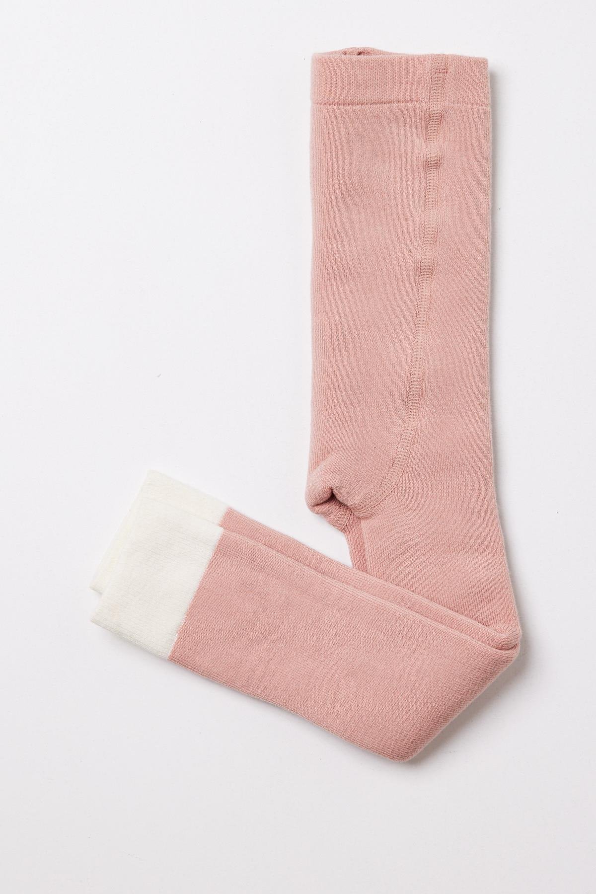 Detailed Hem Baby Towel Leggings Pink