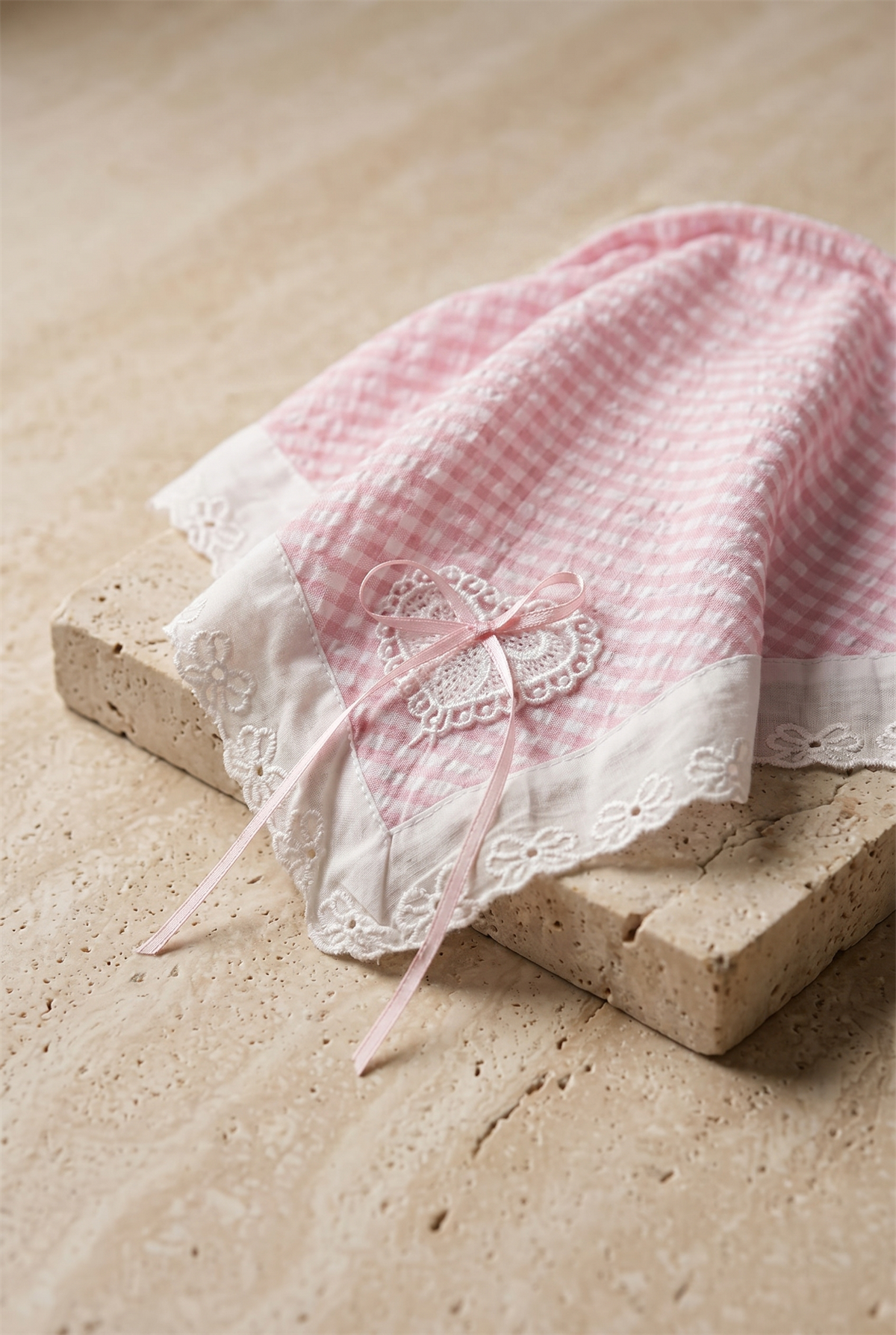 Pötikareli Dantelli Taç Şeklinde Bandana Pembe