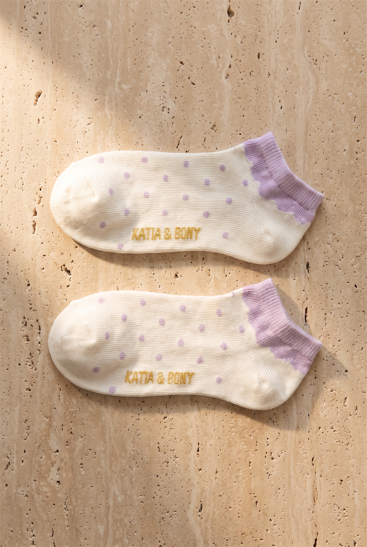 Polka Dot Patterned Lilac Kids Step Socks