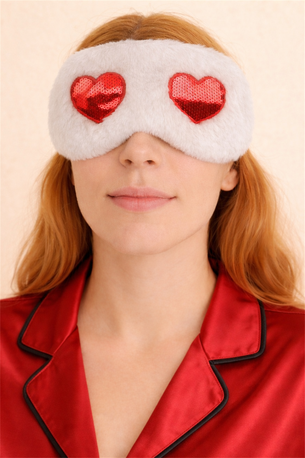 Sequin Heart Eye Sleeping Headband White