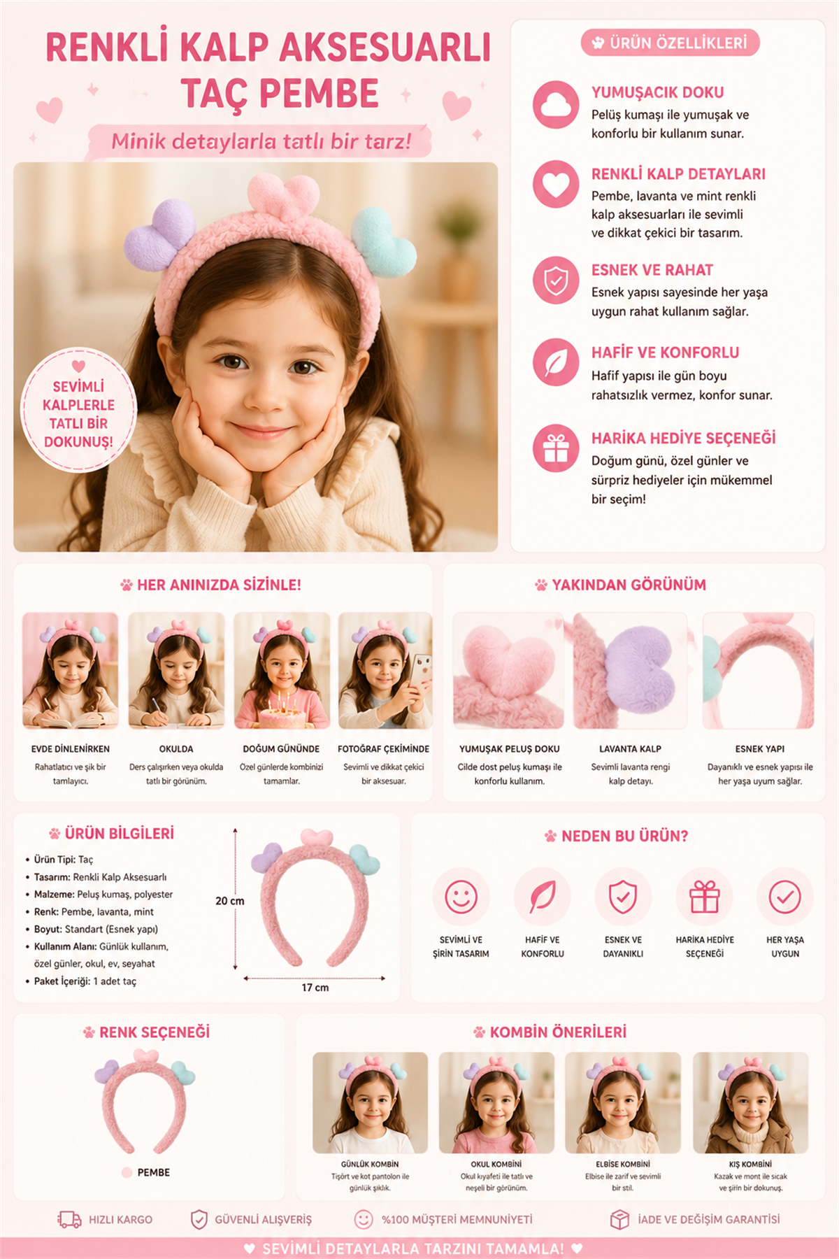 Crown Pink With Colorful Heart Accessory