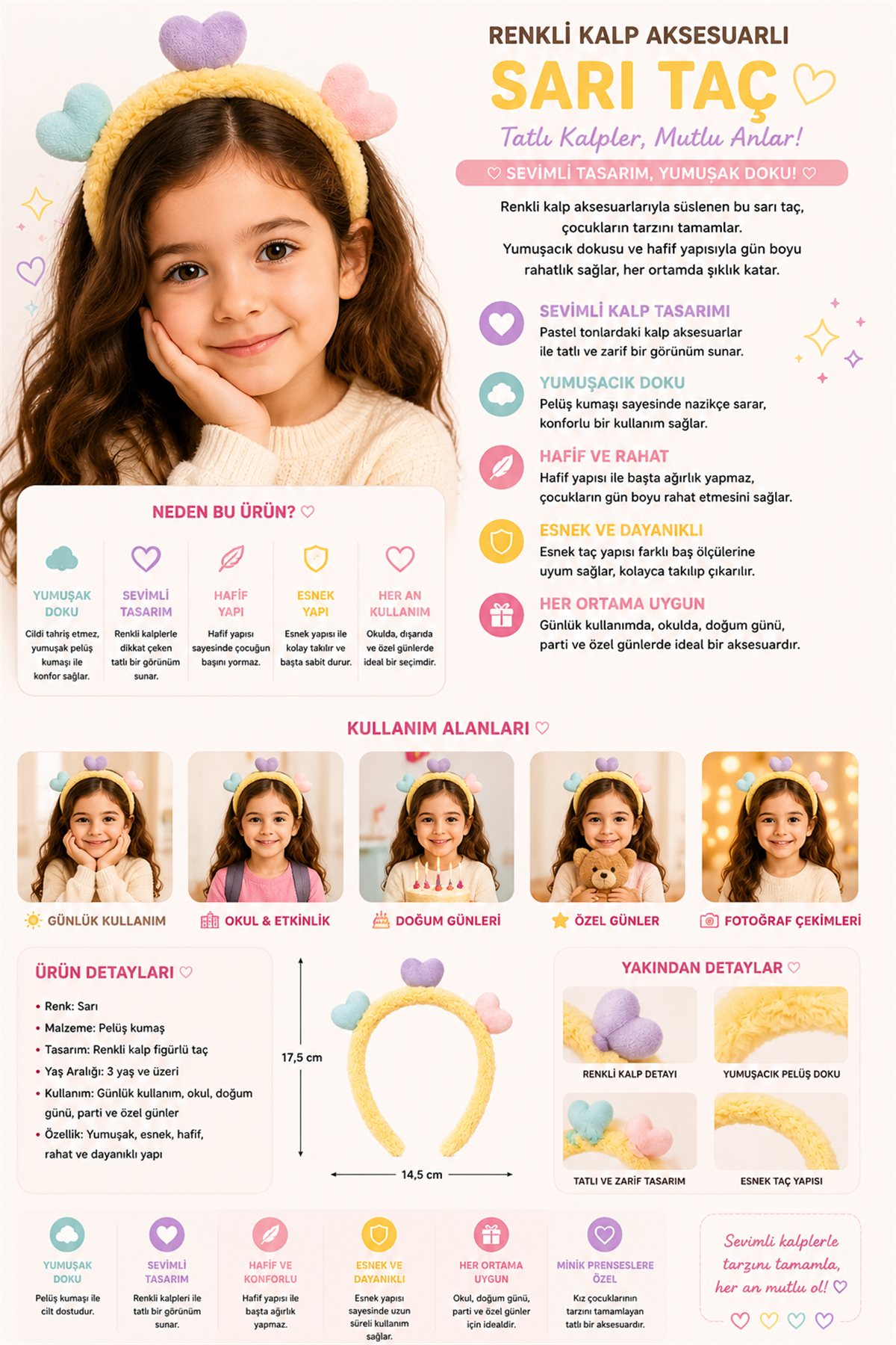Crown Yellow With Colorful Heart Accessory