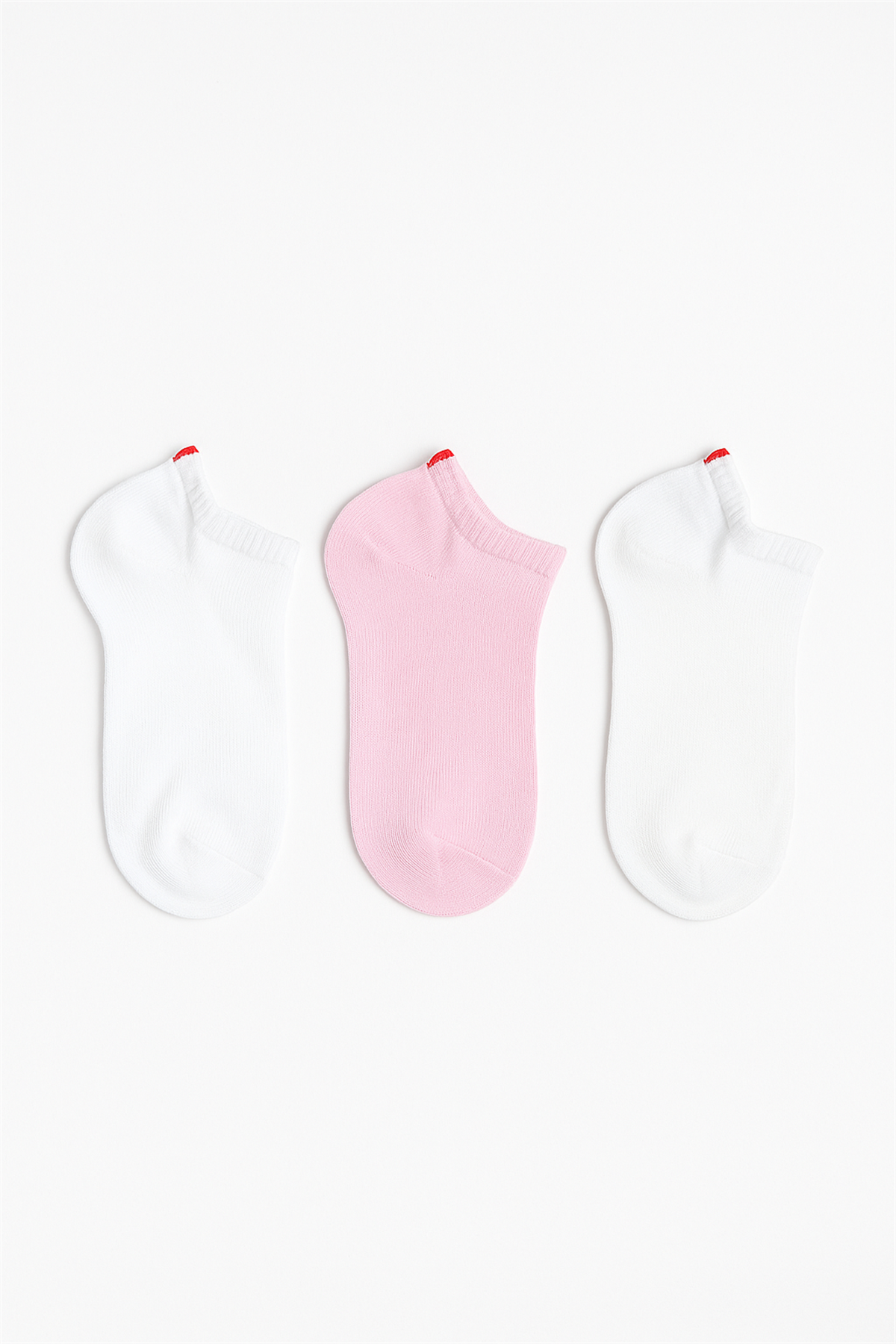 Run 3-Piece Childrens Basic Anklet Socks White/White/Pink