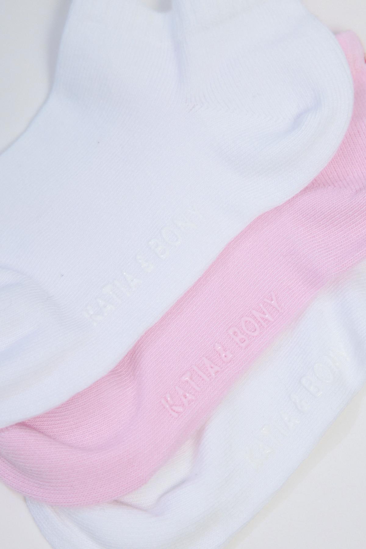 Run 3-Piece Childrens Basic Anklet Socks White/White/Pink