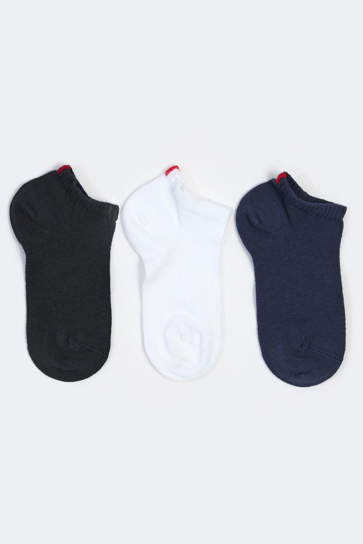 Run 3 lü Erkek Basic Patik Çorap Siyah/Beyaz/Lacivert