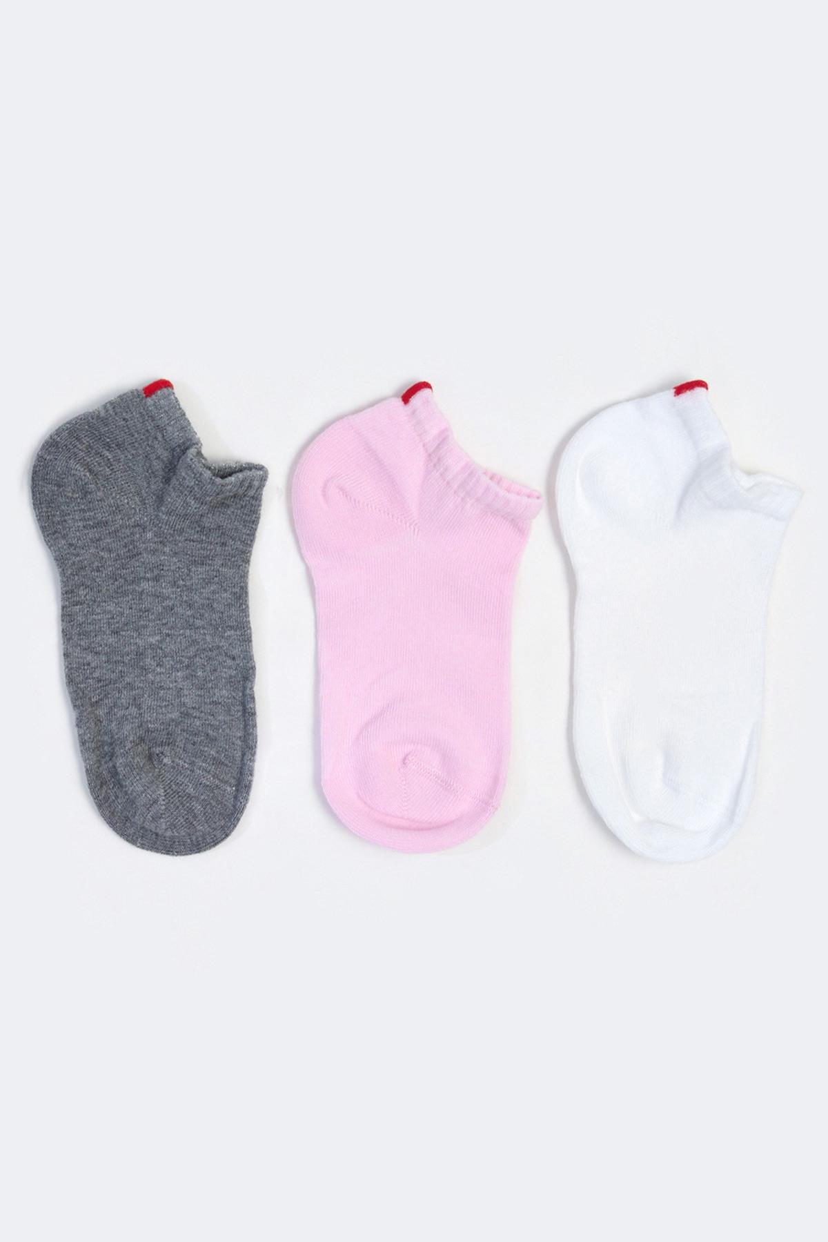 Womens Run 3-Pack Basic Ankle Socks White/Pink/Grey