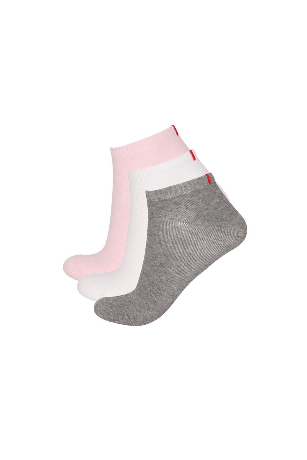 Womens Run 3-Pack Basic Ankle Socks White/Pink/Grey