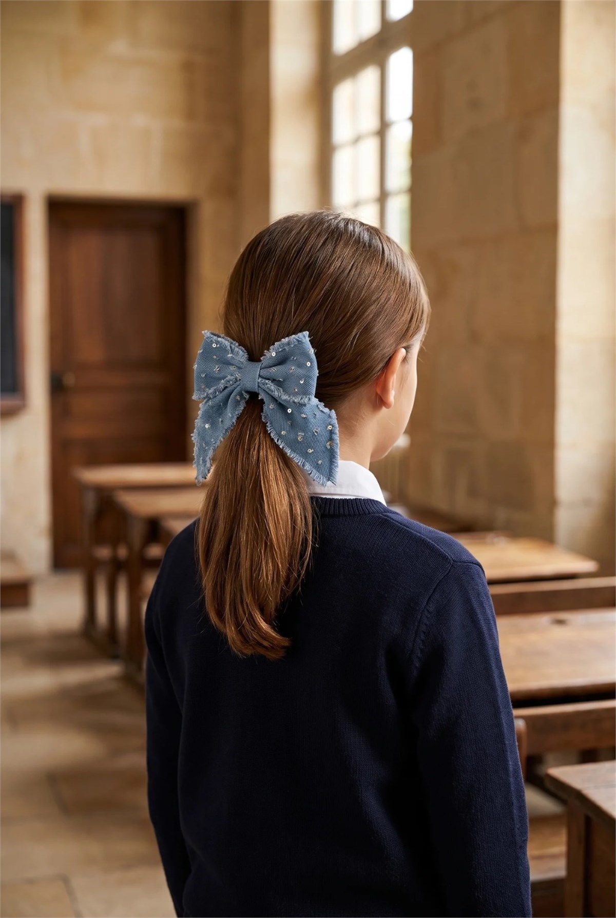 Fringed Blue Bow Vending Buckle