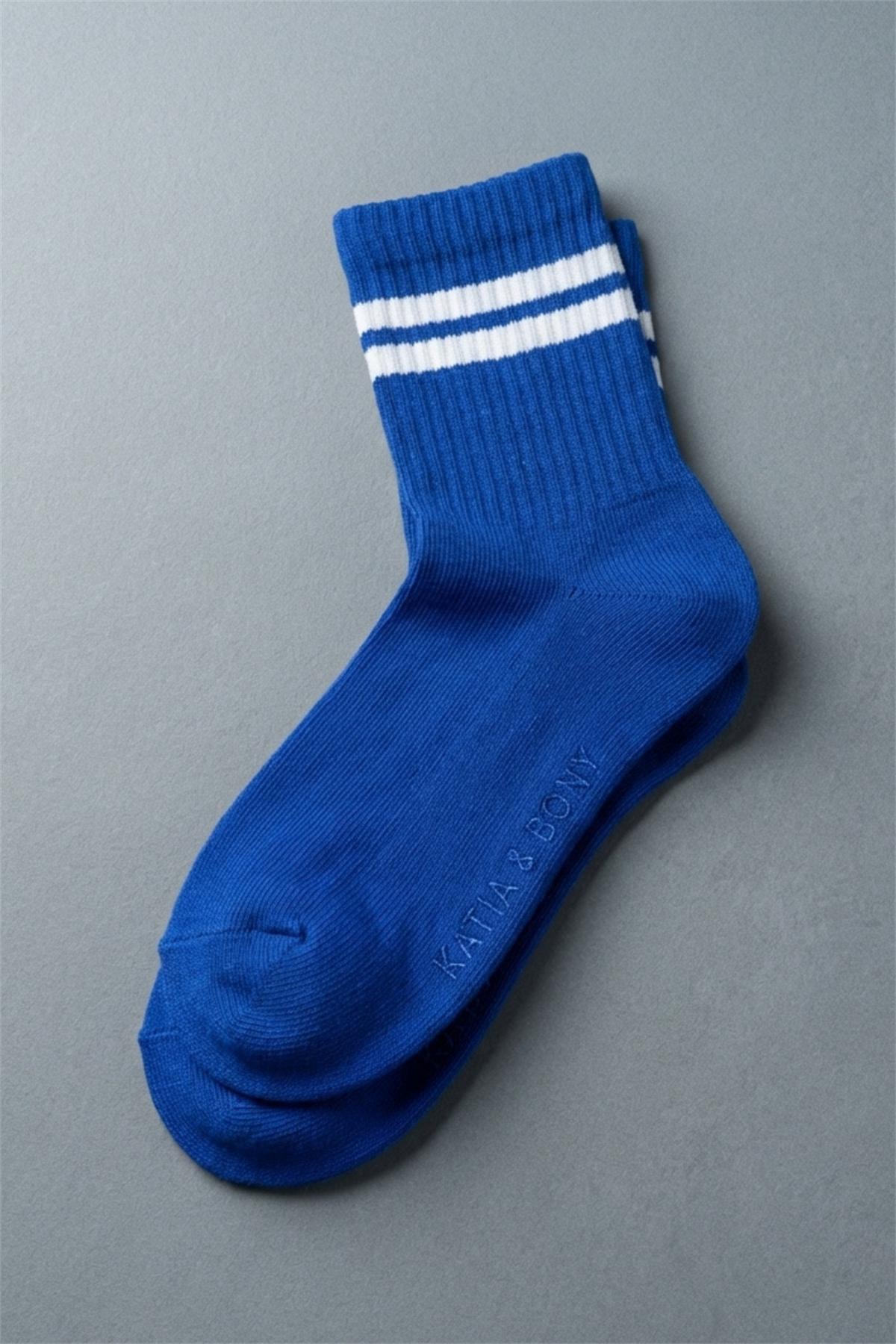Şerit Desenli Mavi Çocuk Soket Çorap