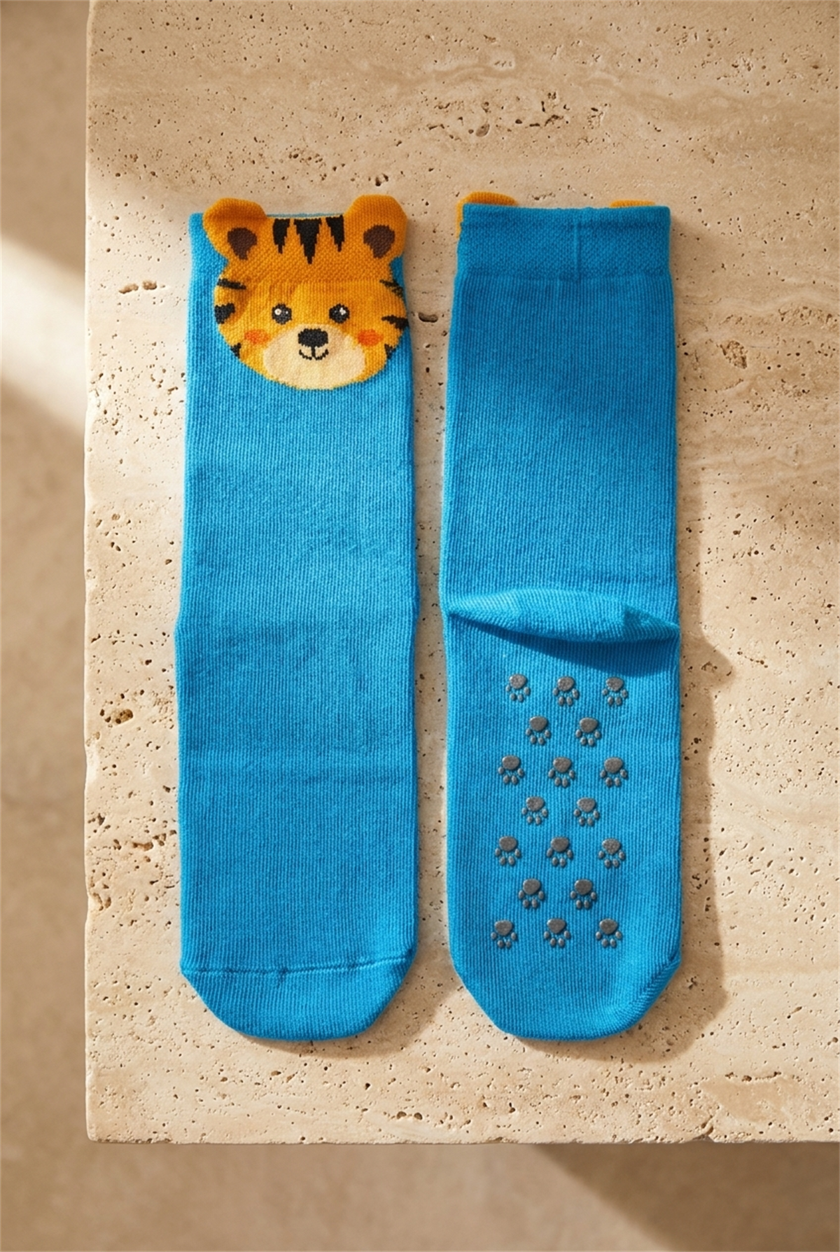 Blue Childrens Socket Socks With Cute Animal Pattern
