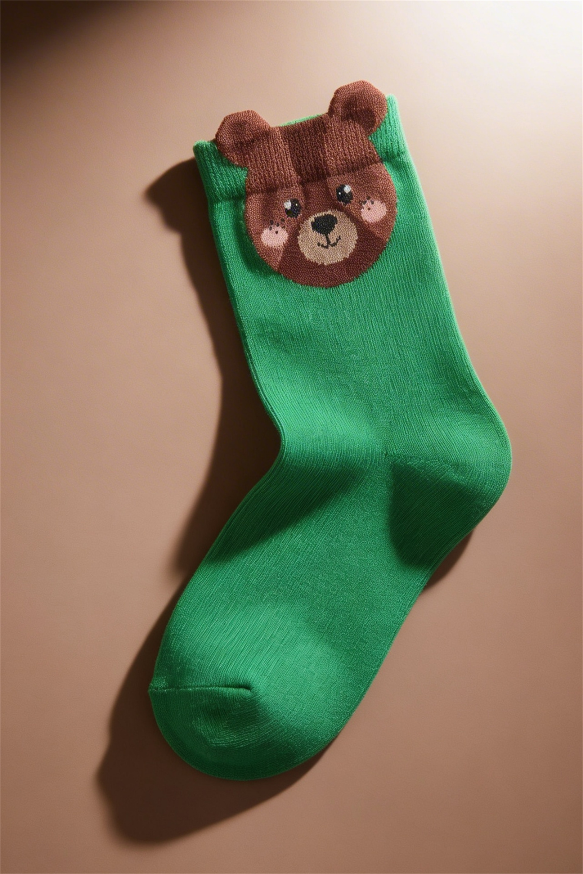 Sevimli Hayvan Desenli Yeşil Çocuk Soket Çorap