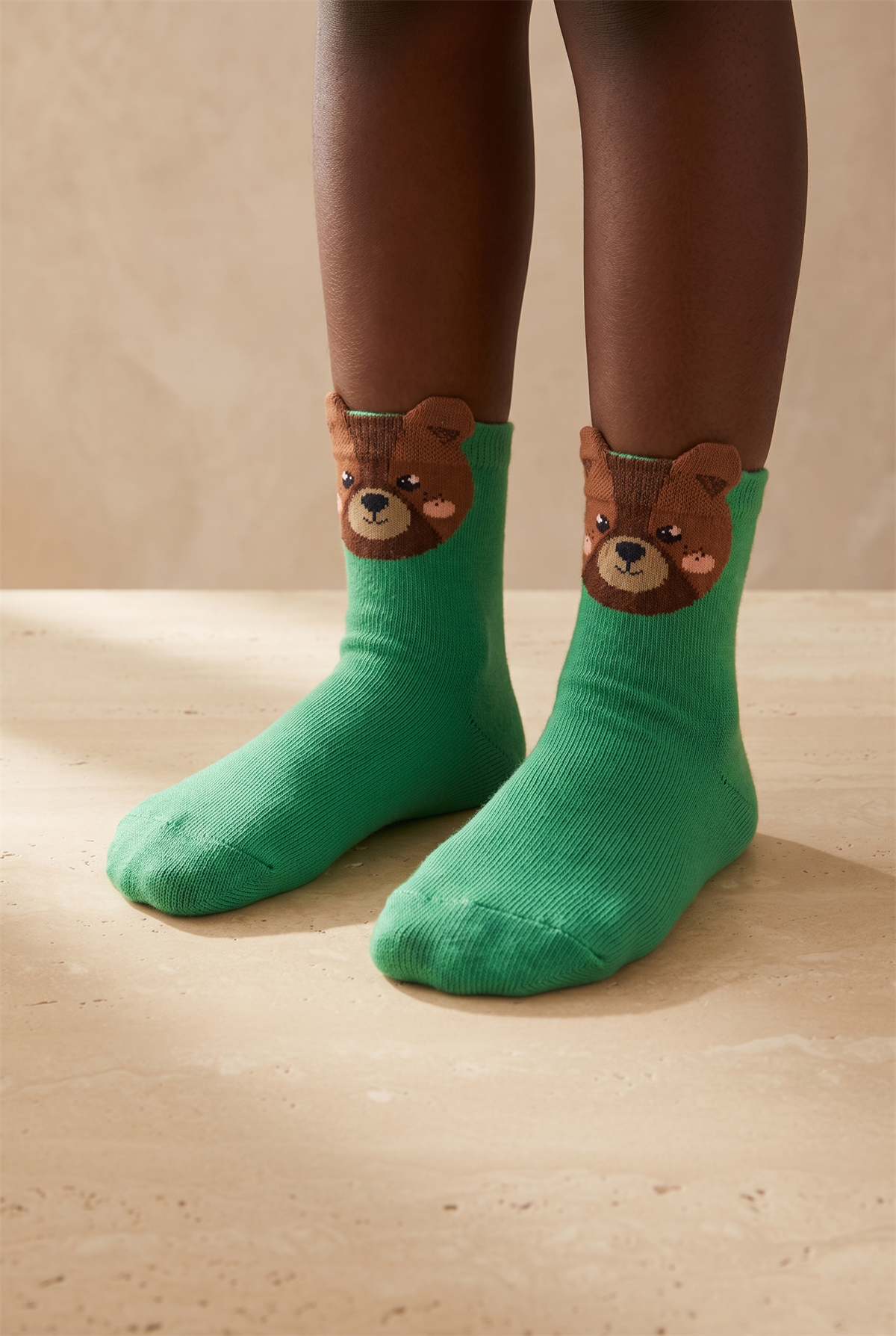 Green Childrens Socket Socks With Cute Animal Pattern