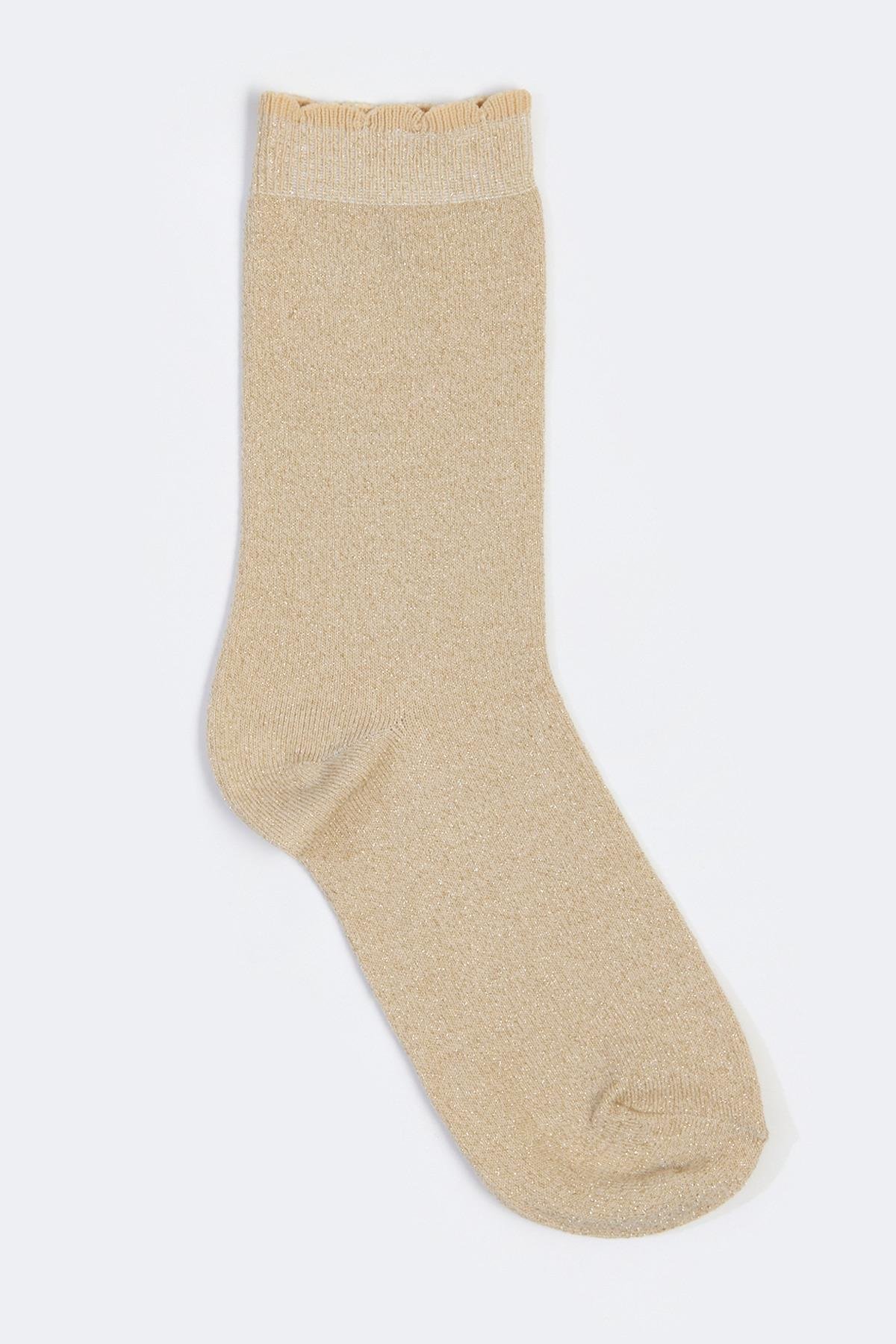 Womens Shine Socket Socks Gold