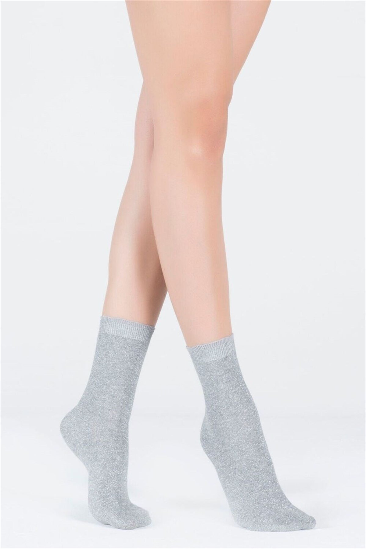 Womens Shine Sock Silver