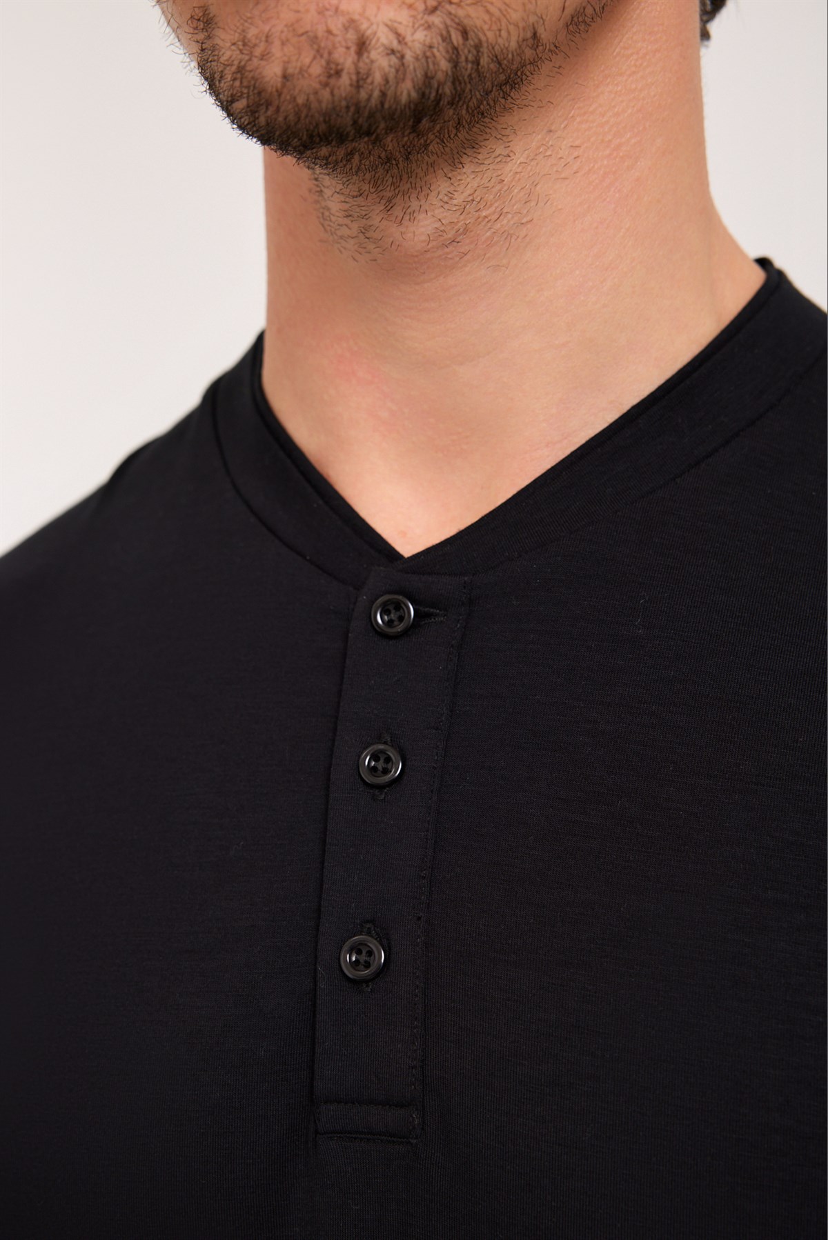 Mens Silver Button Pajama Top Black