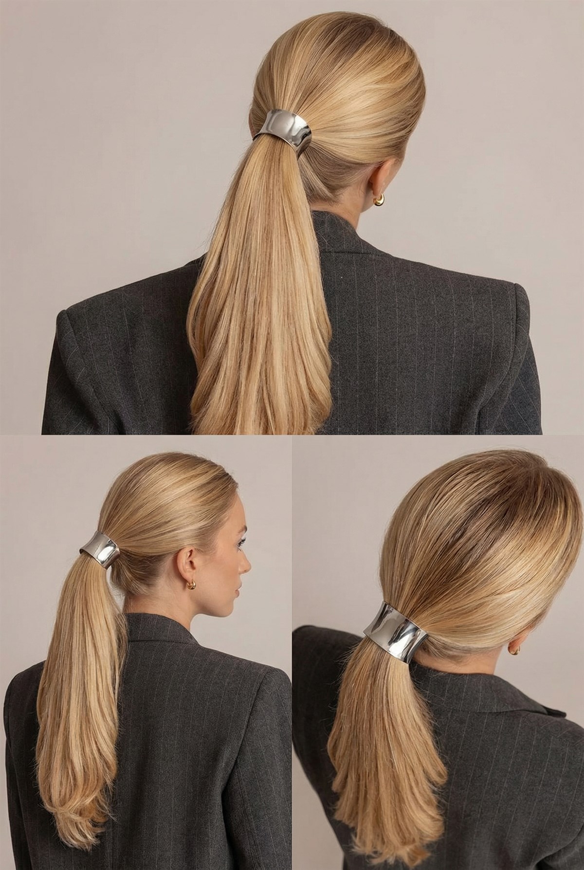 Silver Metal Detailed Rubber Fastening Buckle