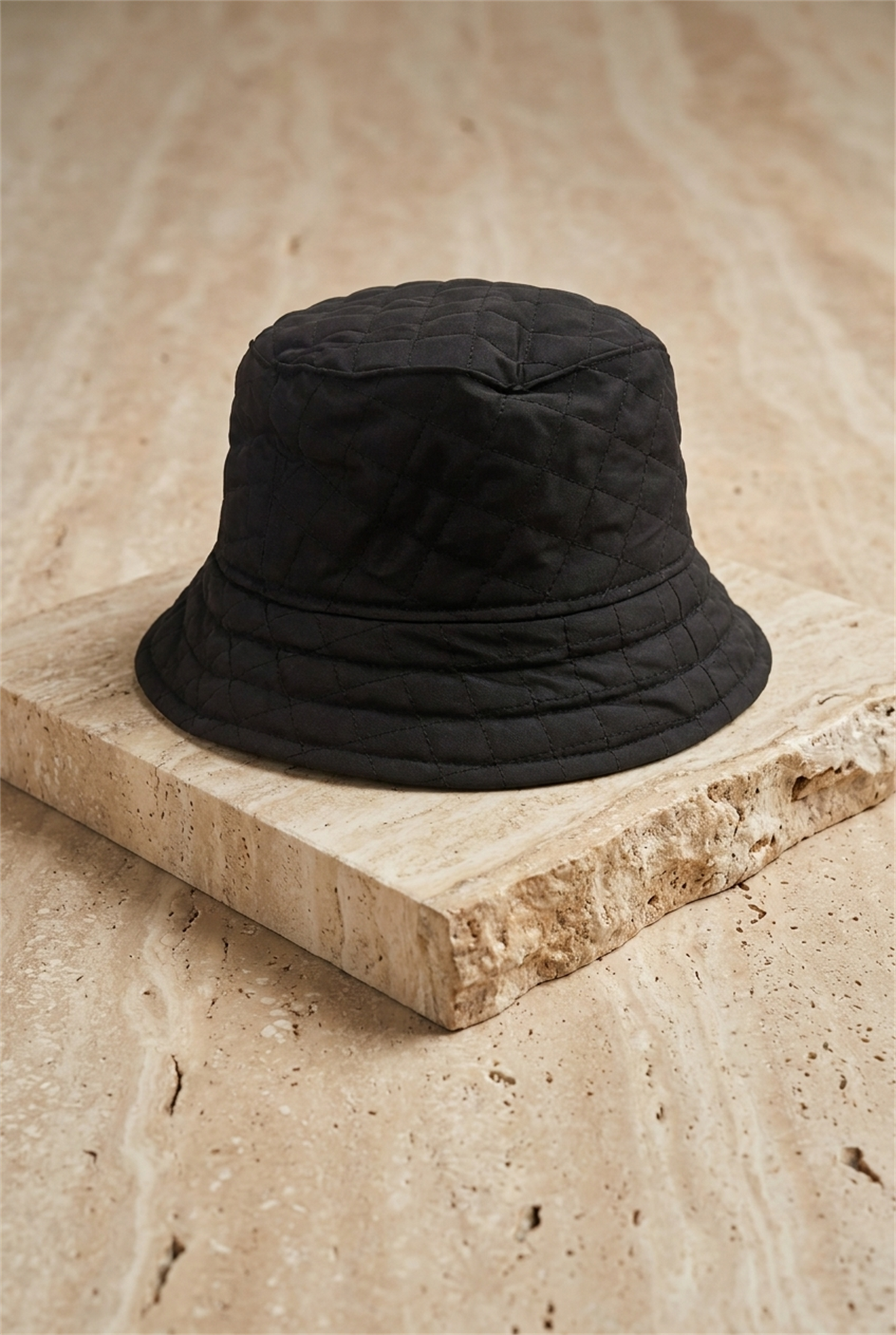 Kadın Dikiş Desenli Bucket Şapka Siyah