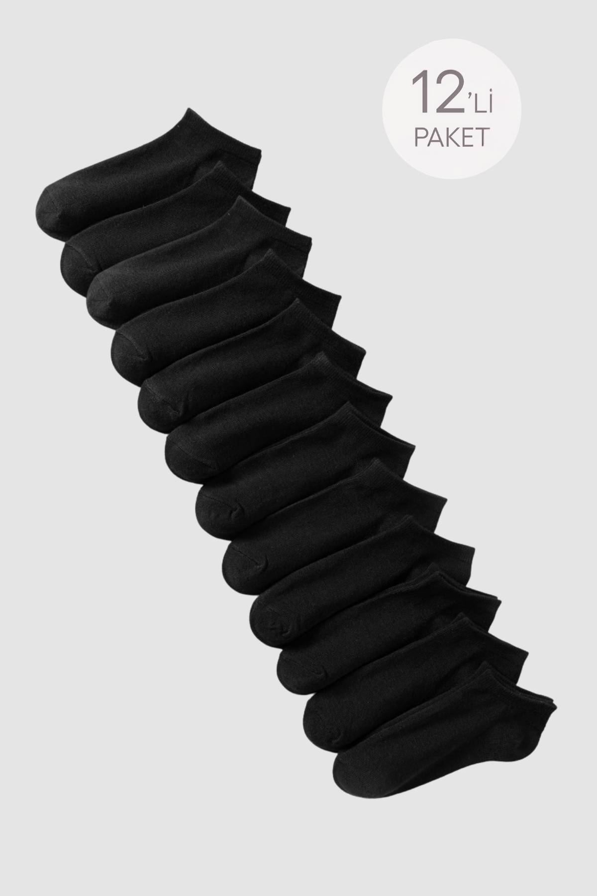 Unisex 12li Basic Step Çorap Siyah