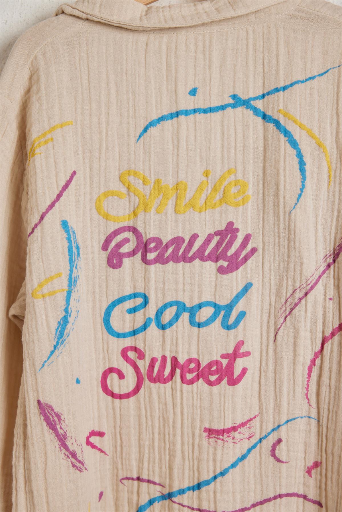 Smile Childrens Linen Shirt Beige