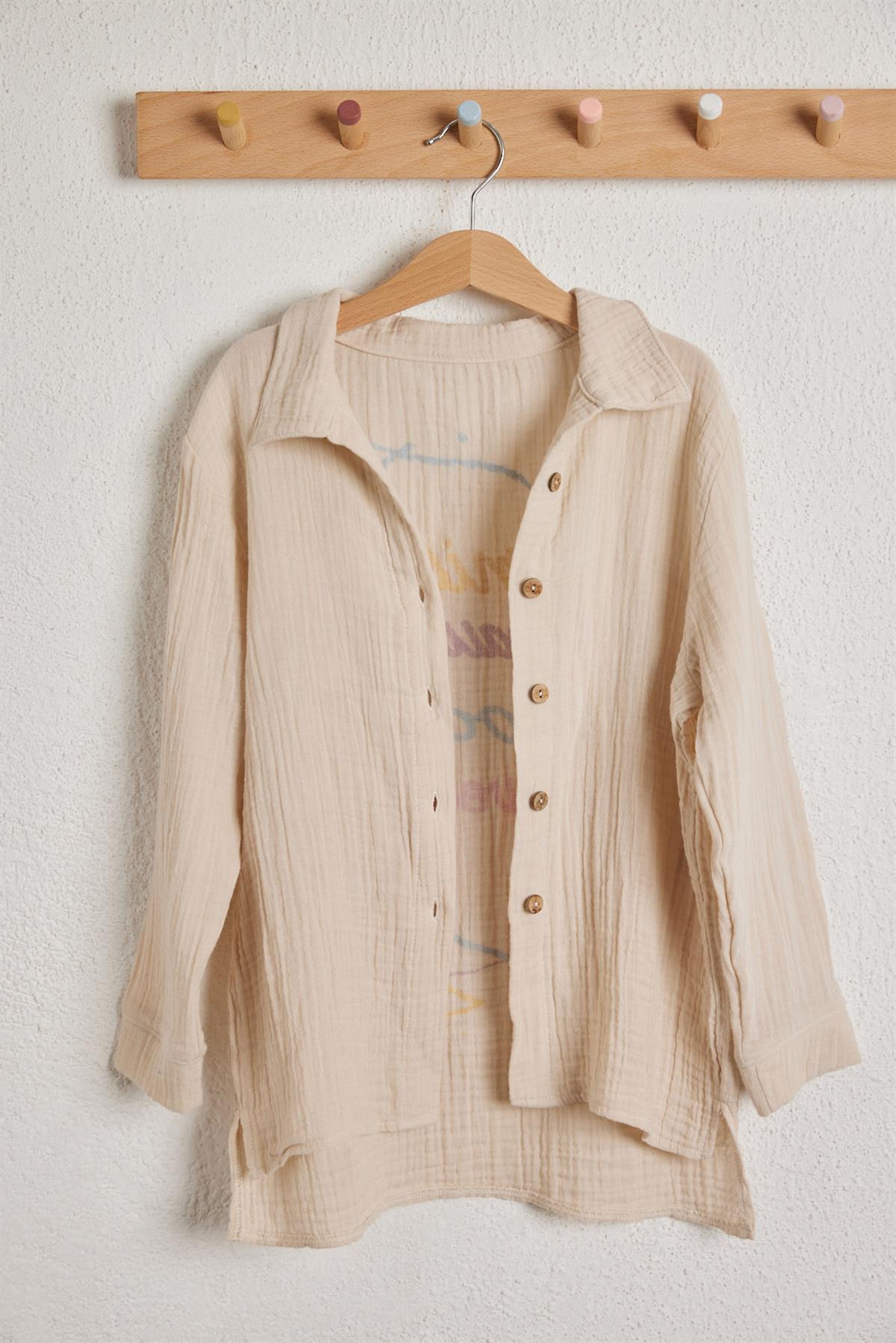 Smile Childrens Linen Shirt Beige