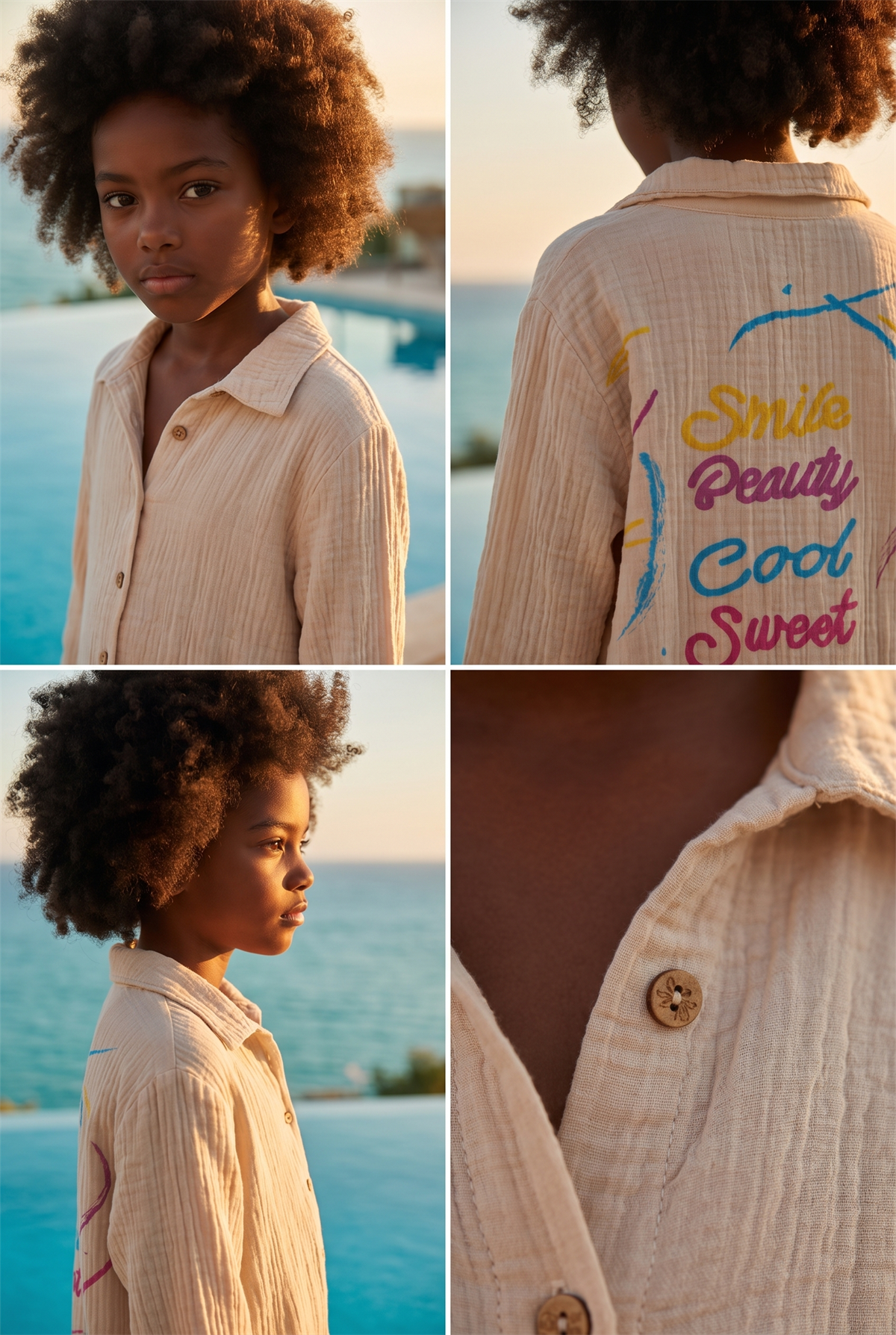 Smile Kids Linen Shirt Beige