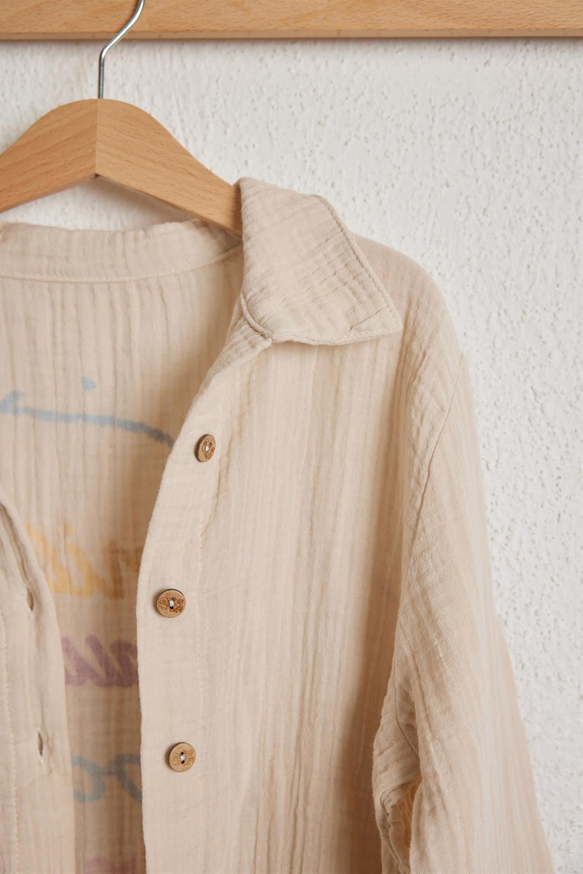 Smile Childrens Linen Shirt Beige