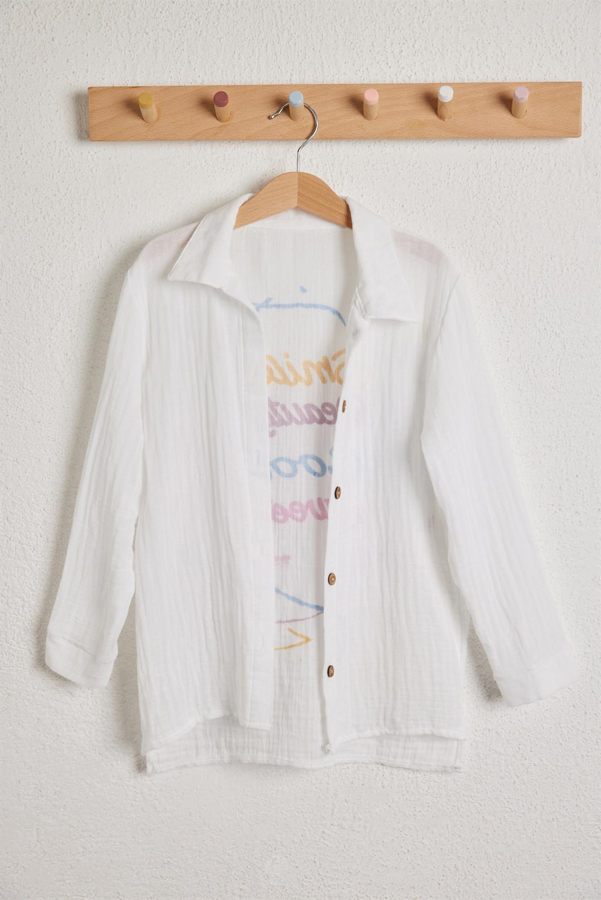 Smile Childrens Linen Shirt White