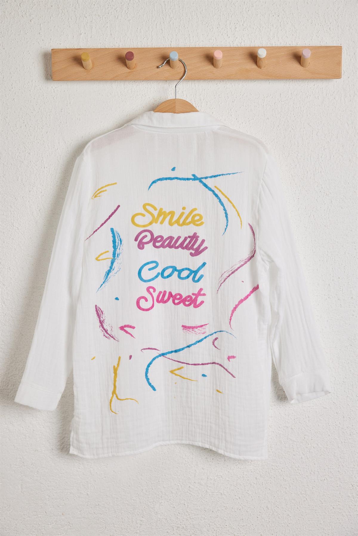 Smile Childrens Linen Shirt White