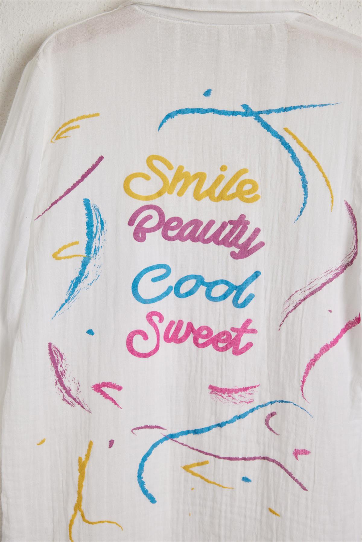 Smile Childrens Linen Shirt White