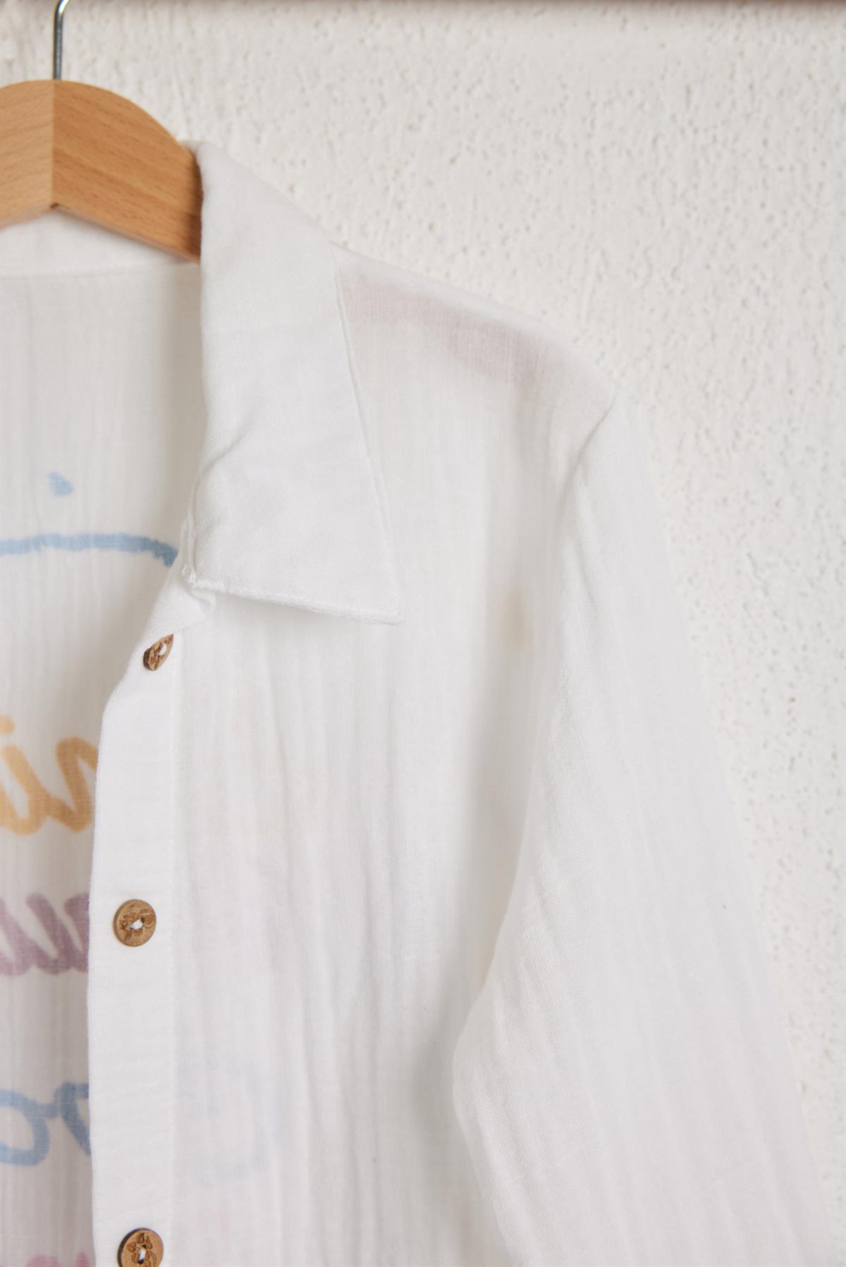 Smile Childrens Linen Shirt White